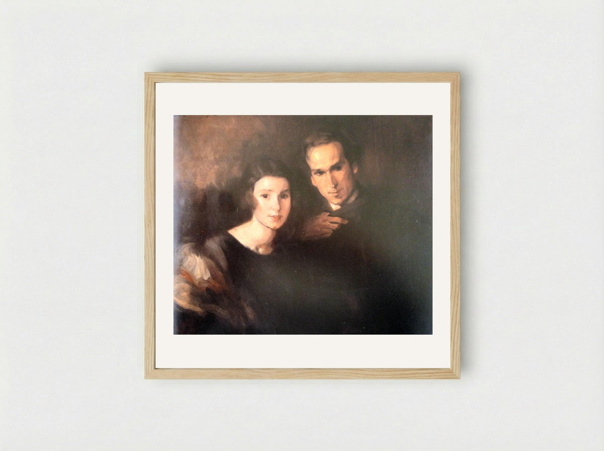Retrato de Cláudio e Maria - António Carneiro - Framed Print Wood