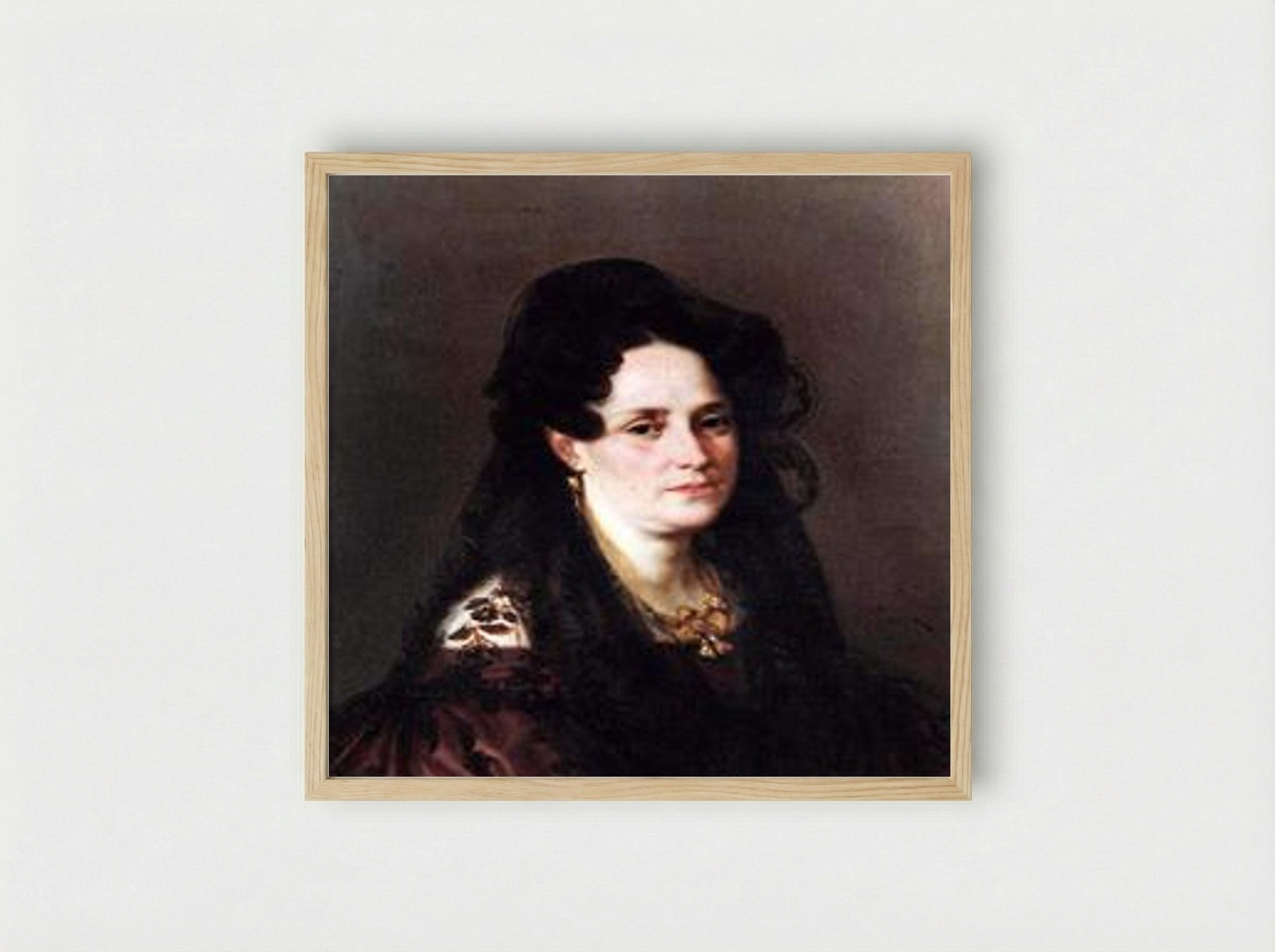 Retrato de mujer - Joaquín Manuel Fernández Cruzado - Framed Print Wood
