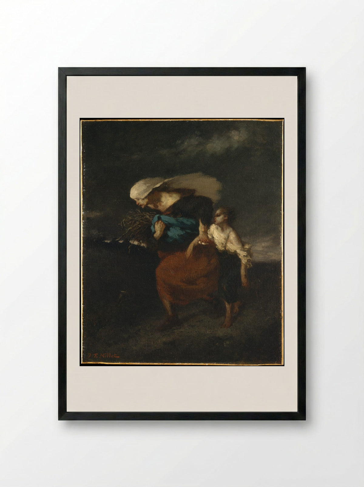 Retreat from the Storm - Jean-François Millet - Framed Print Black