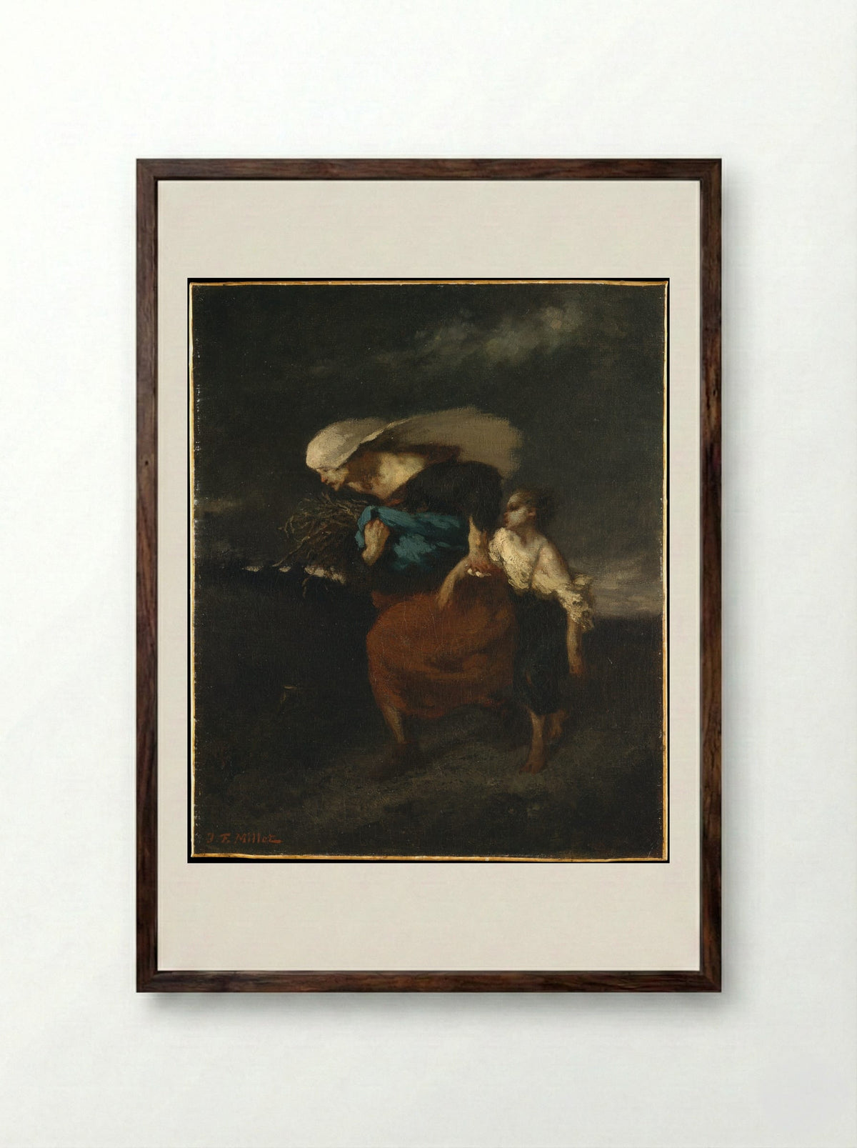 Retreat from the Storm - Jean-François Millet - Framed Print Dark Wood