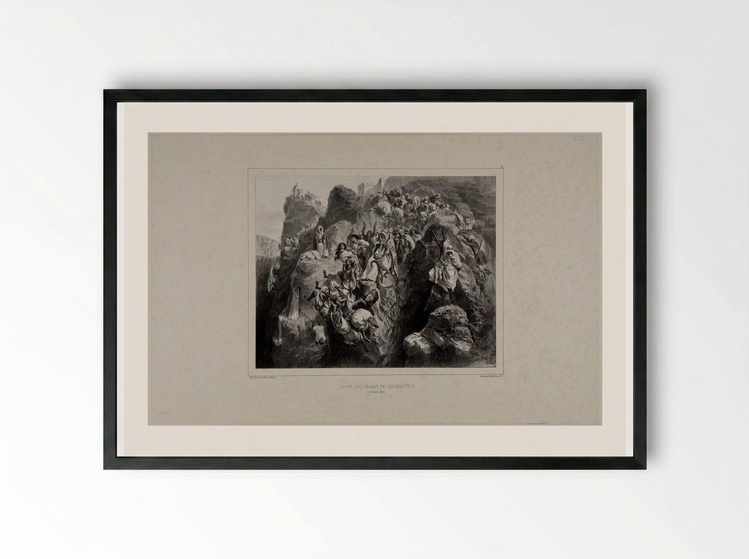 Retreat of the Arabs from Constantine, October 13, 1837 - Denis-Auguste-Marie Raffet - Framed Print Black