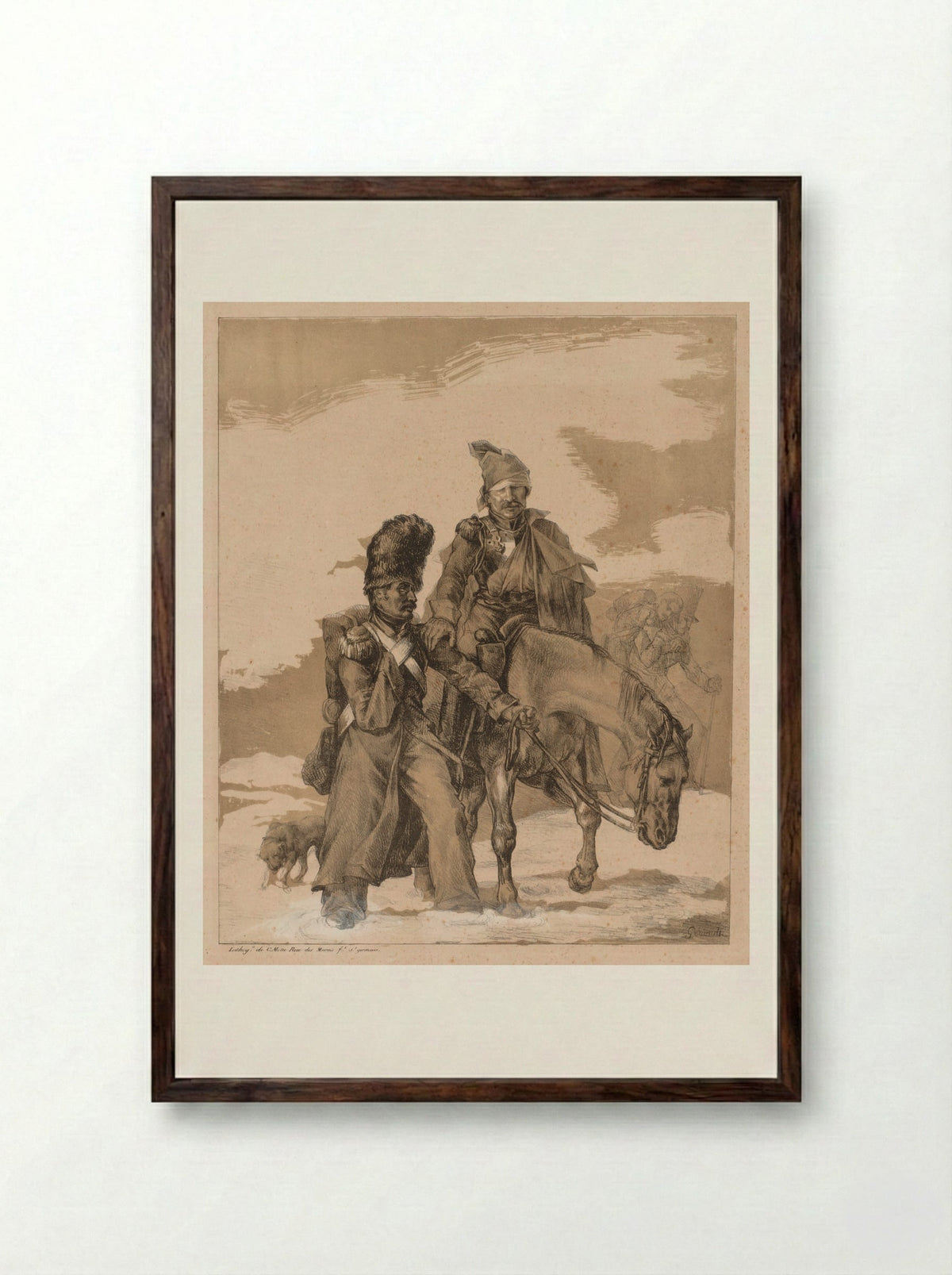 Return from Russia - Théodore Géricault - Framed Print Dark Wood