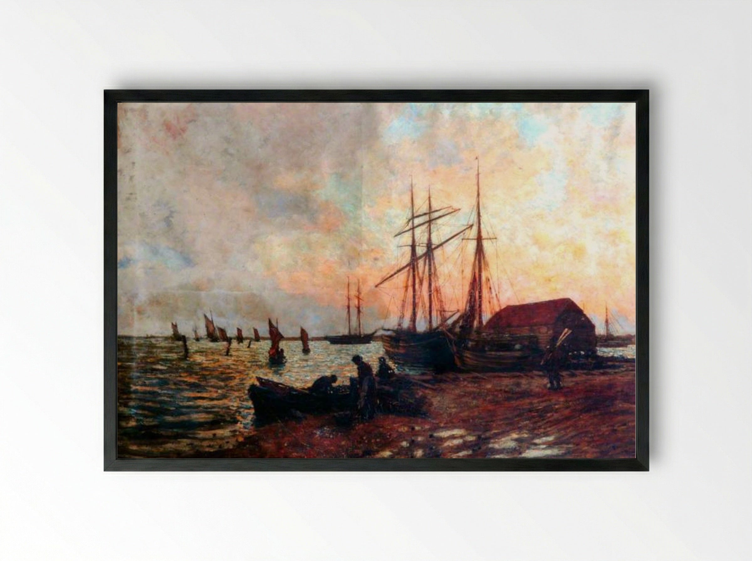 Return of the Boat, Shoreham - James Charles - Framed Print Black
