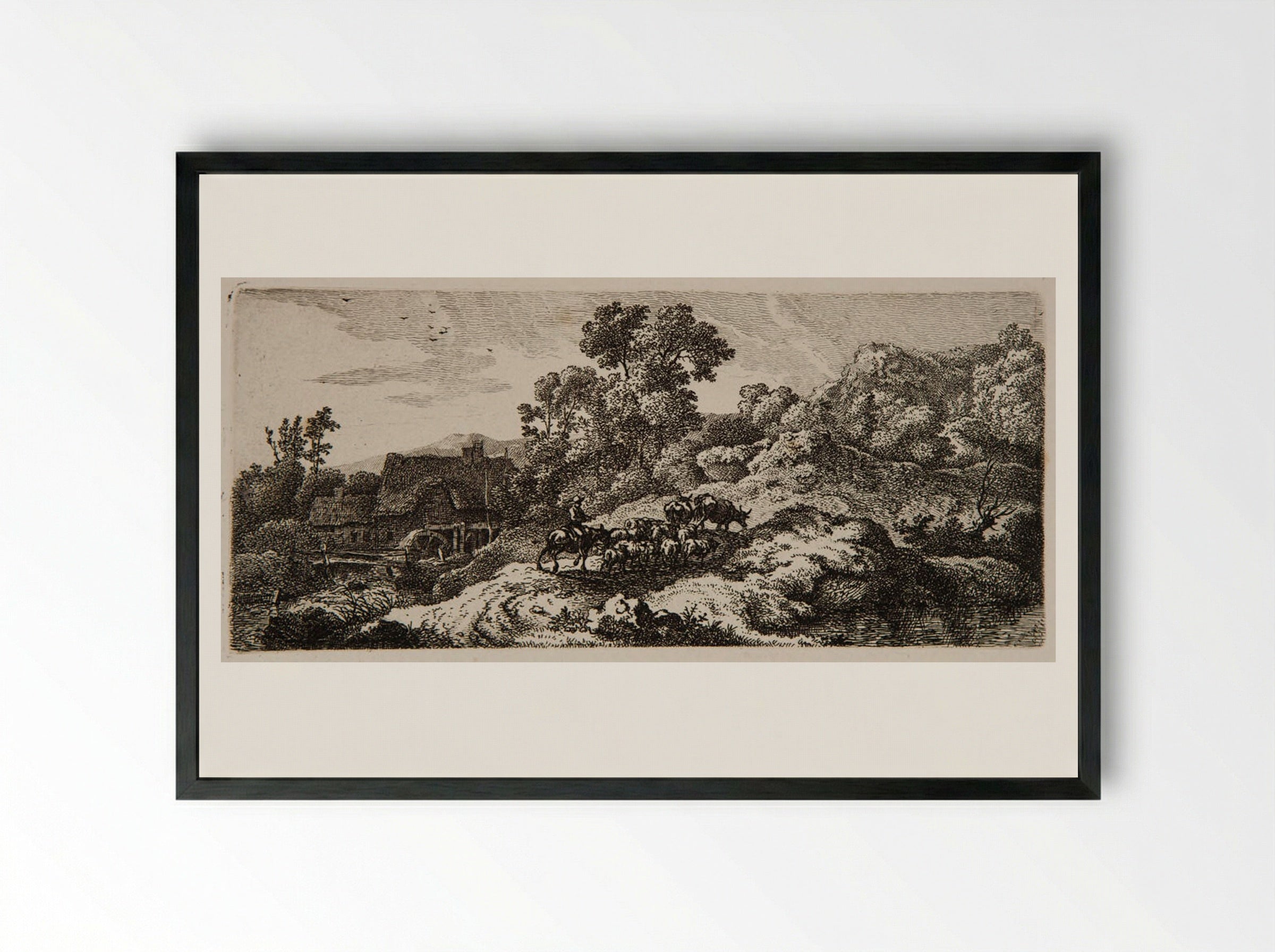 Return of the Herd - Ferdinand Kobell - Framed Print Black