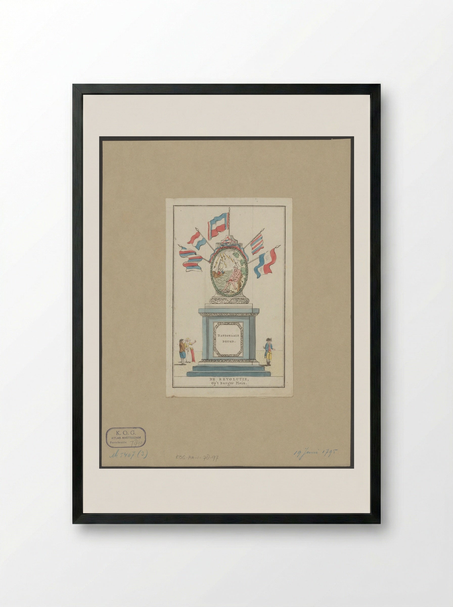 Revolutie, decoratie op het Burgerplein te Amsterdam - Noach van der Meer (II) - Framed Print Black