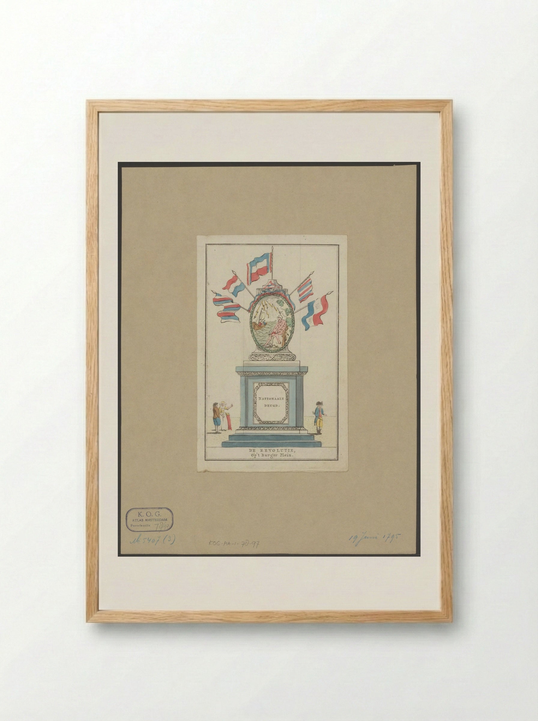Revolutie, decoratie op het Burgerplein te Amsterdam - Noach van der Meer (II) - Framed Print Wood