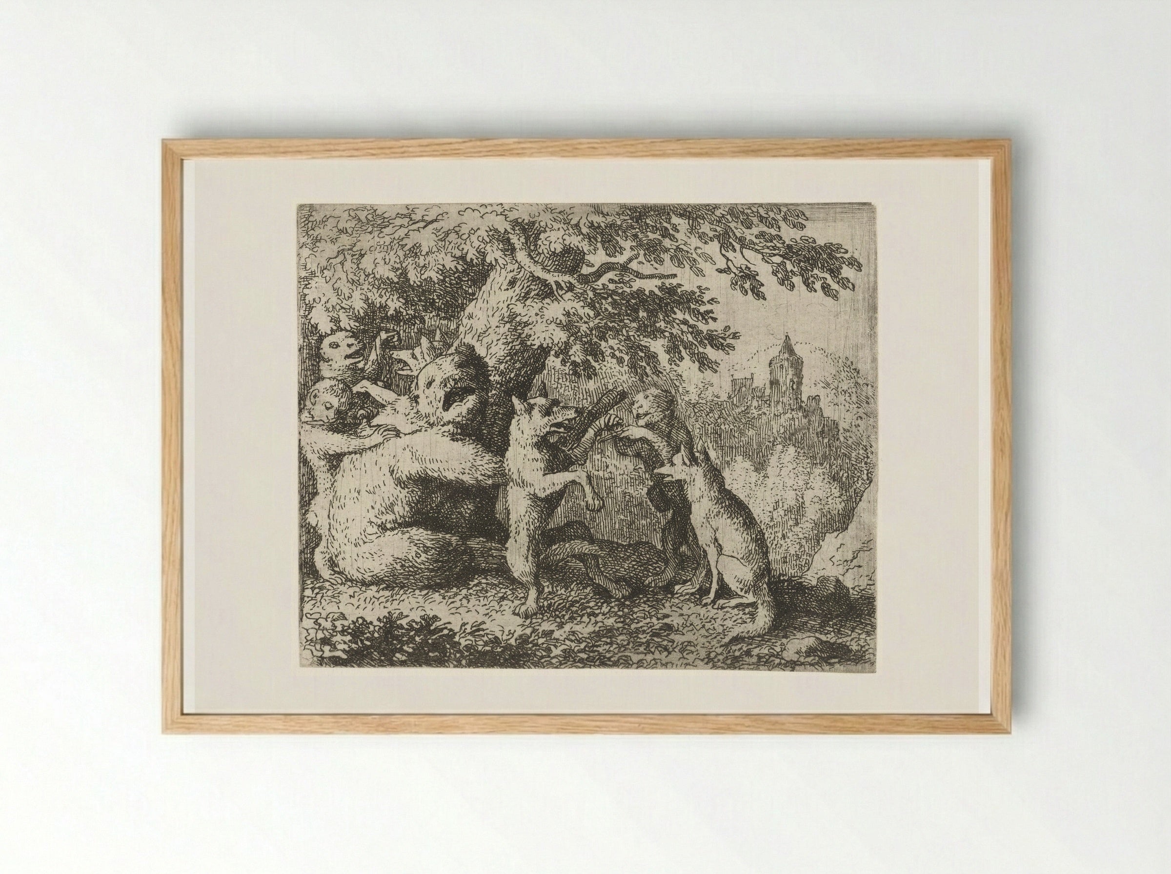 Reynard the Fox Prepares for his Pilgrimage - Allaert van Everdingen - Framed Print Wood