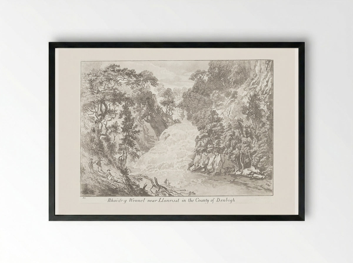 Rhaidr-y Wennel Near Llanrwst in the County of Denbigh - Paul Sandby - Framed Print Black
