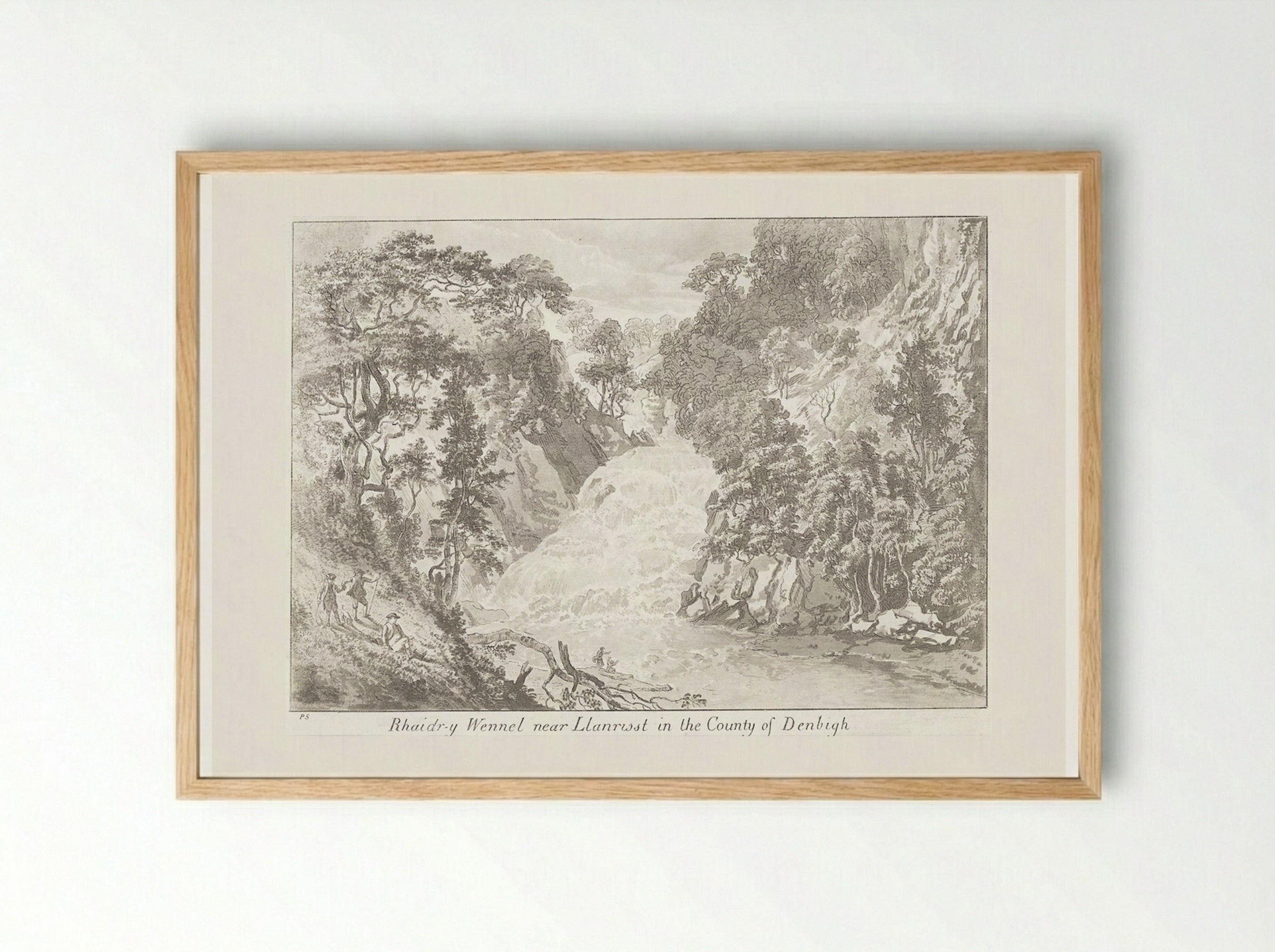 Rhaidr-y Wennel Near Llanrwst in the County of Denbigh - Paul Sandby - Framed Print Wood