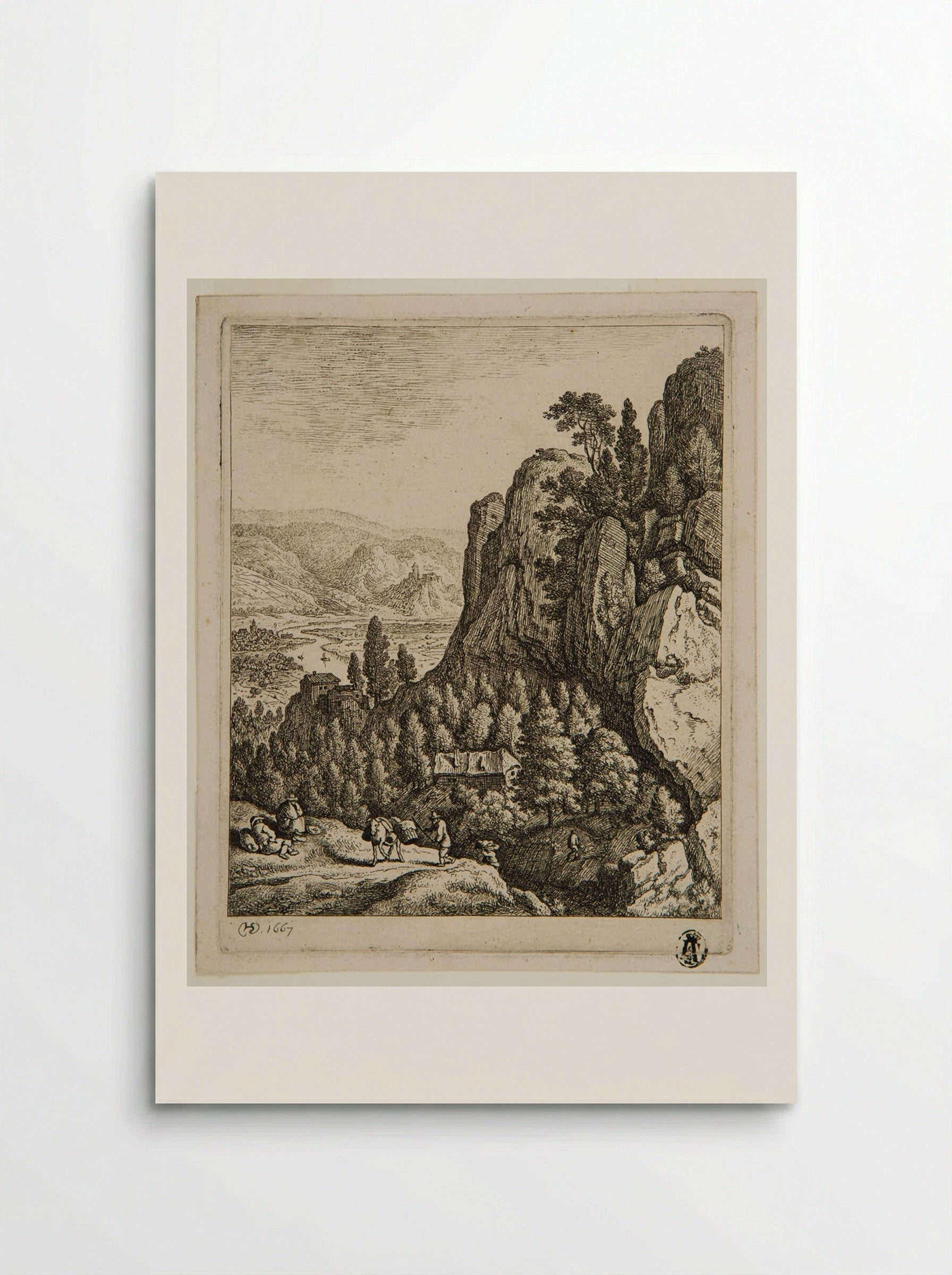 Rhine Landscape with a House at the Base of a Cliff - Herman Saftleven - Poster