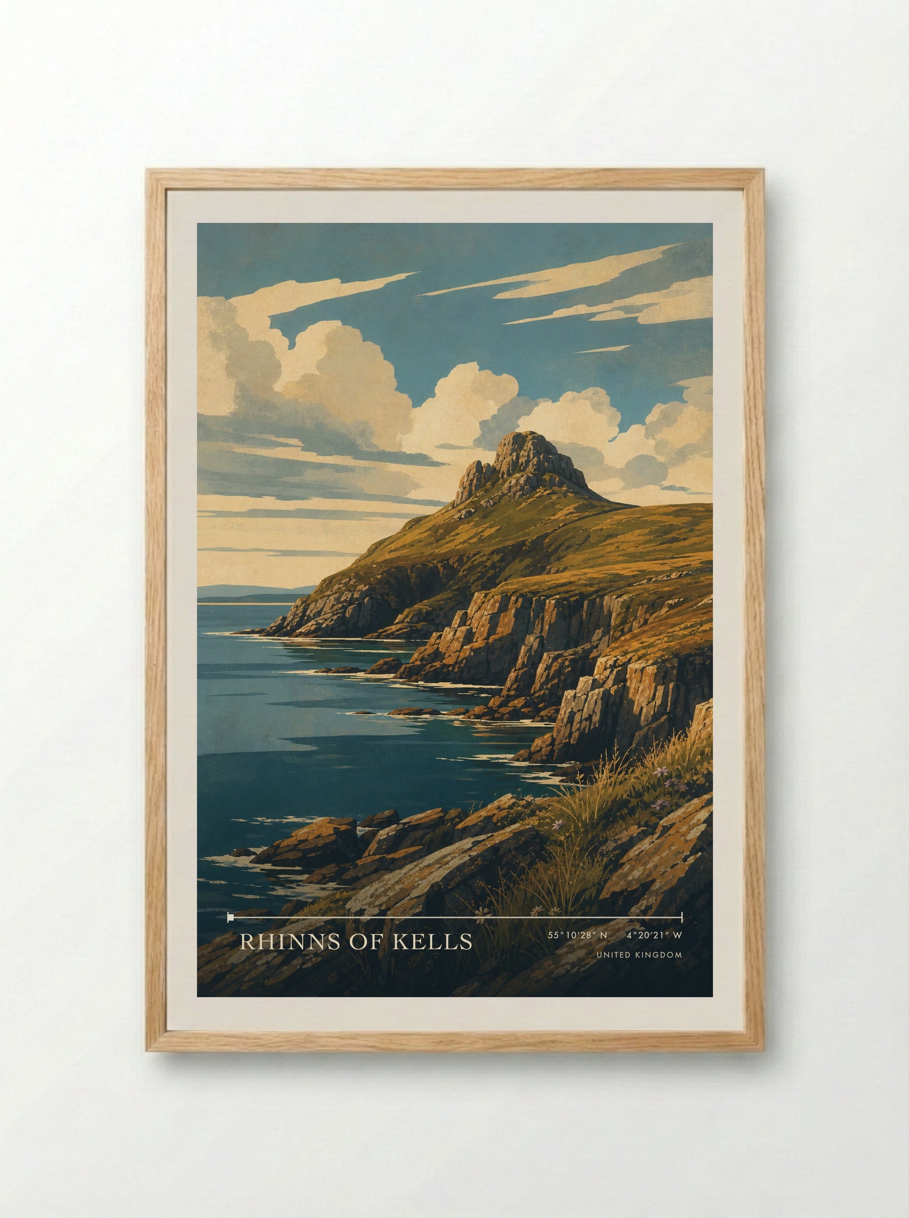 Rhinns of Kells United Kingdom Travel Poster - Framed Print Wood