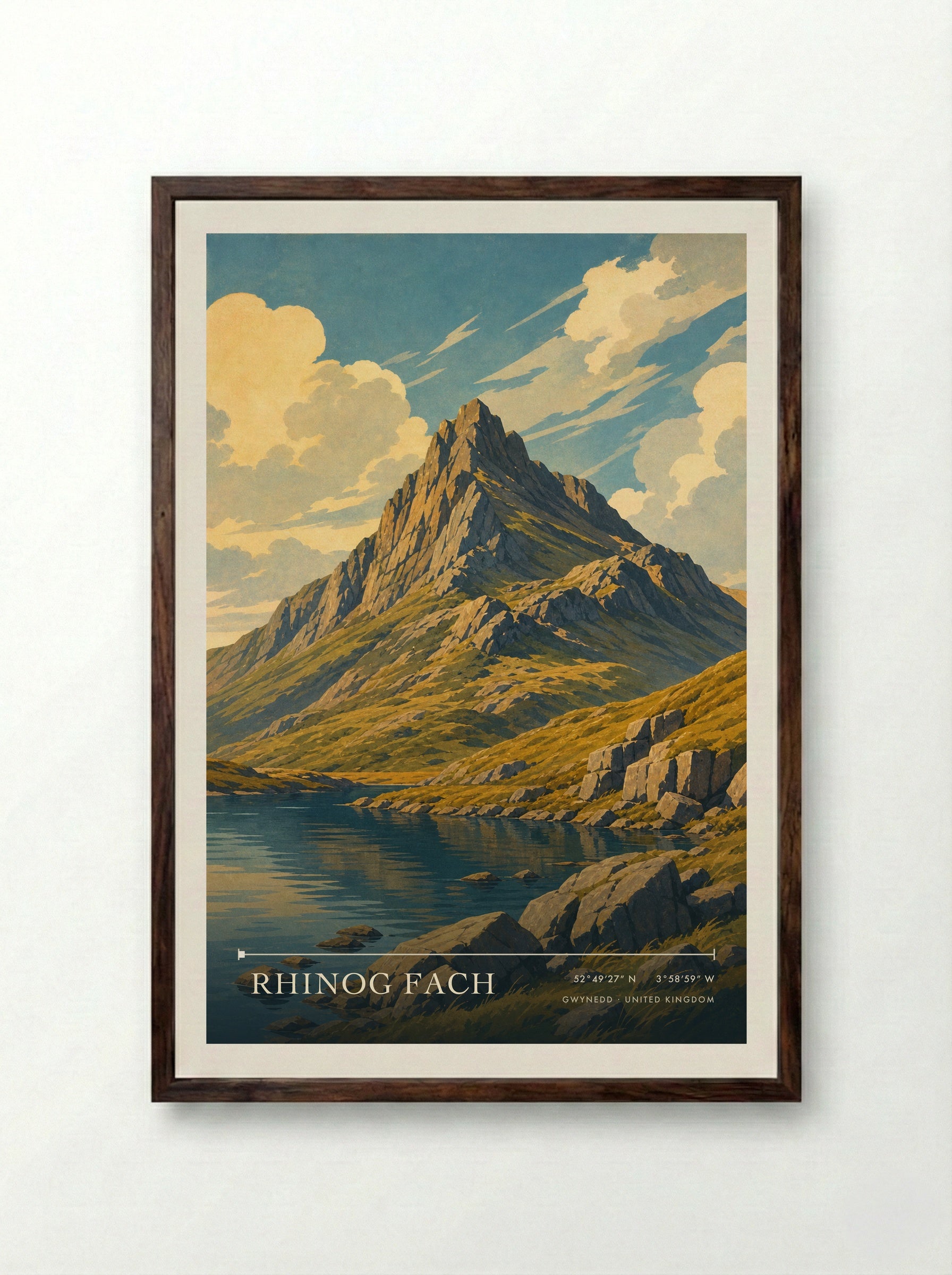 Rhinog Fach Gwynedd United Kingdom Travel Poster - Framed Print Dark Wood