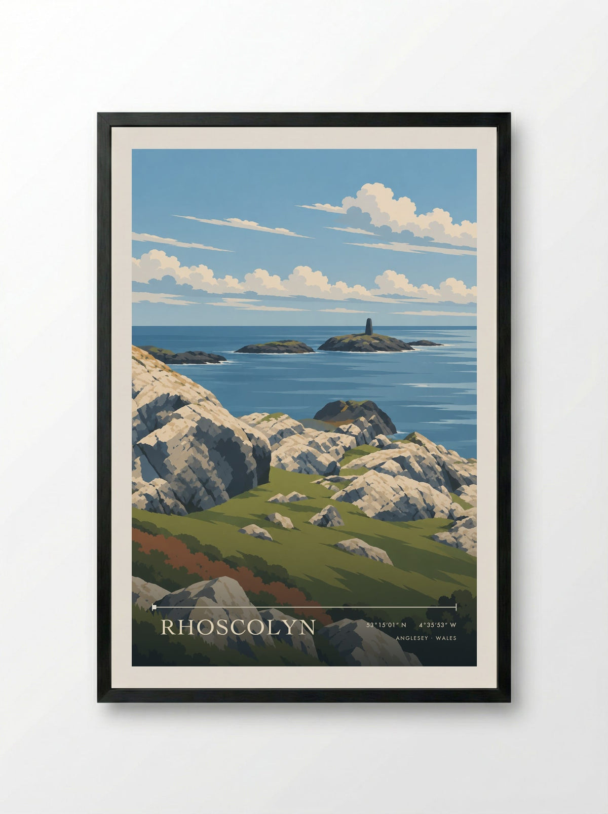 Rhoscolyn, Anglesey | Travel Poster - Framed Print Black