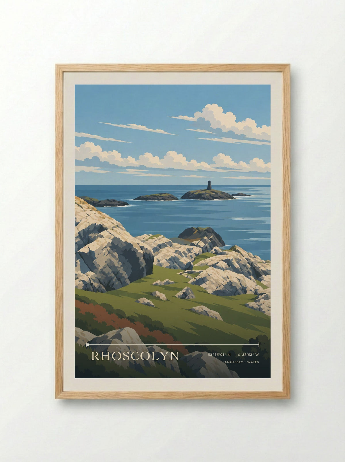 Rhoscolyn, Anglesey | Travel Poster - Framed Print Wood