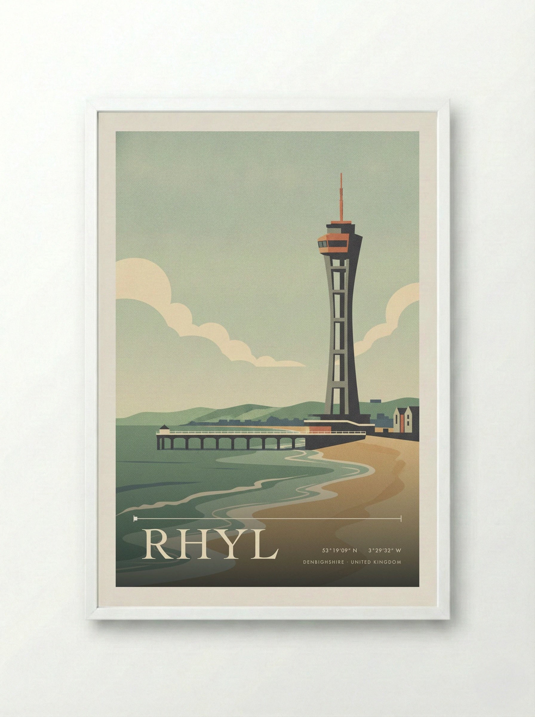 Rhyl Denbighshire United Kingdom Travel Poster - Framed Print White