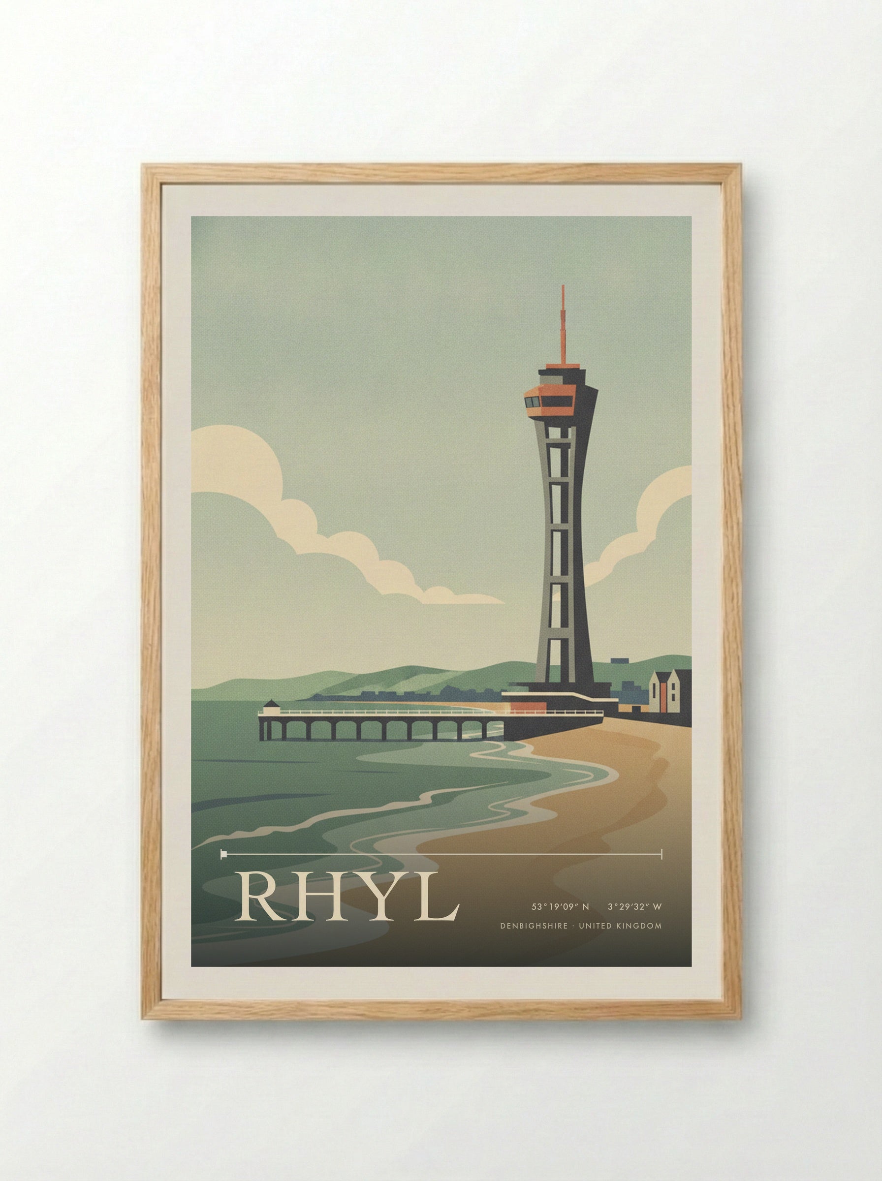 Rhyl Denbighshire United Kingdom Travel Poster - Framed Print Wood