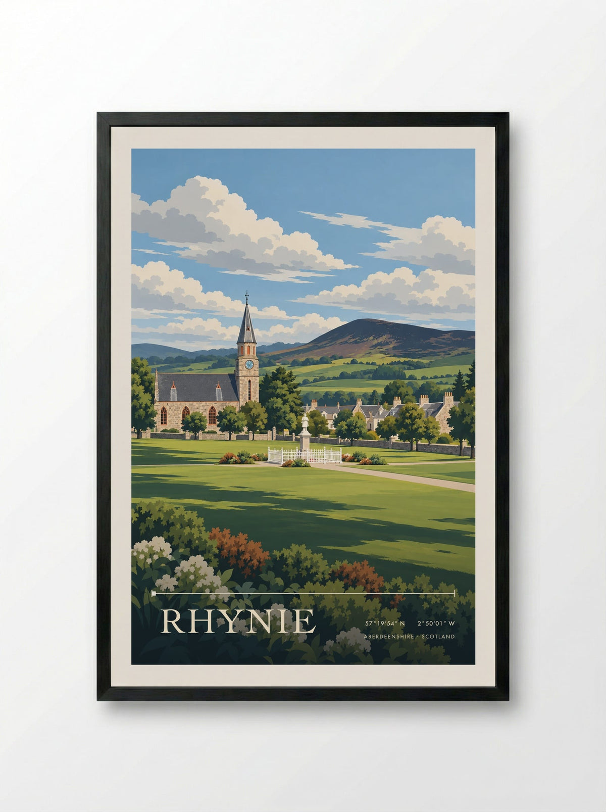 Rhynie, Aberdeenshire | Travel Poster - Framed Print Black