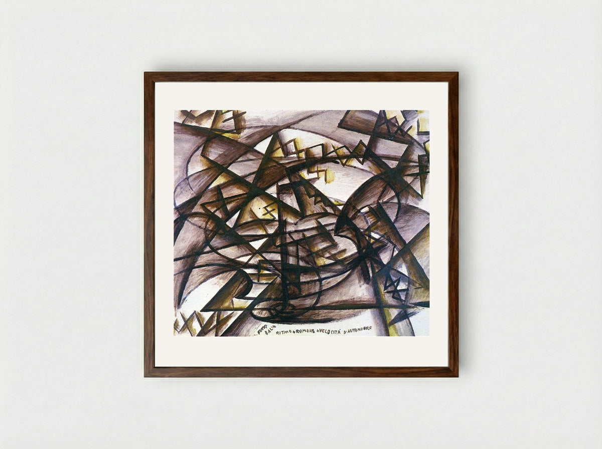 Rhythm + Noise + Speed of Car - Giacomo Balla - Framed Print Dark Wood