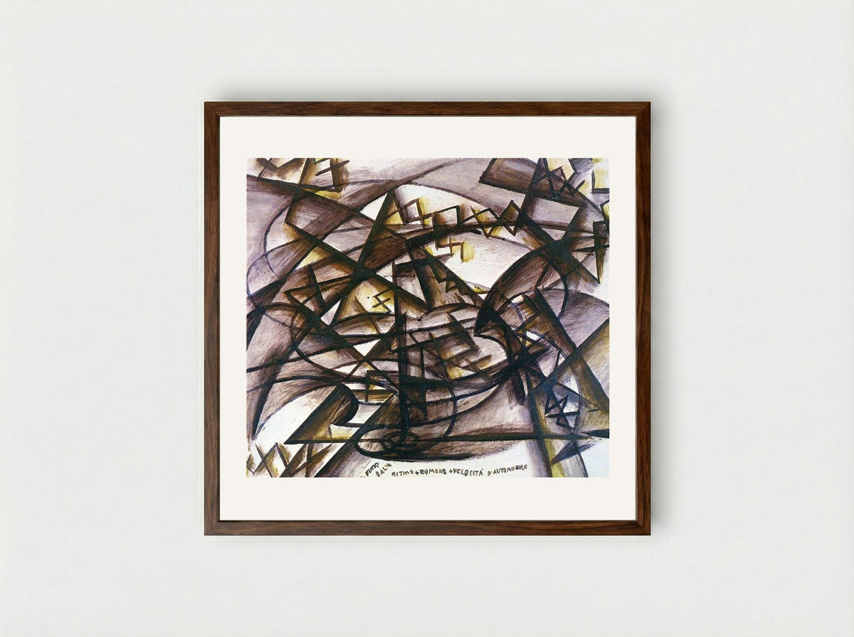 Rhythm + Noise + Speed of Car - Giacomo Balla - Framed Print Dark Wood