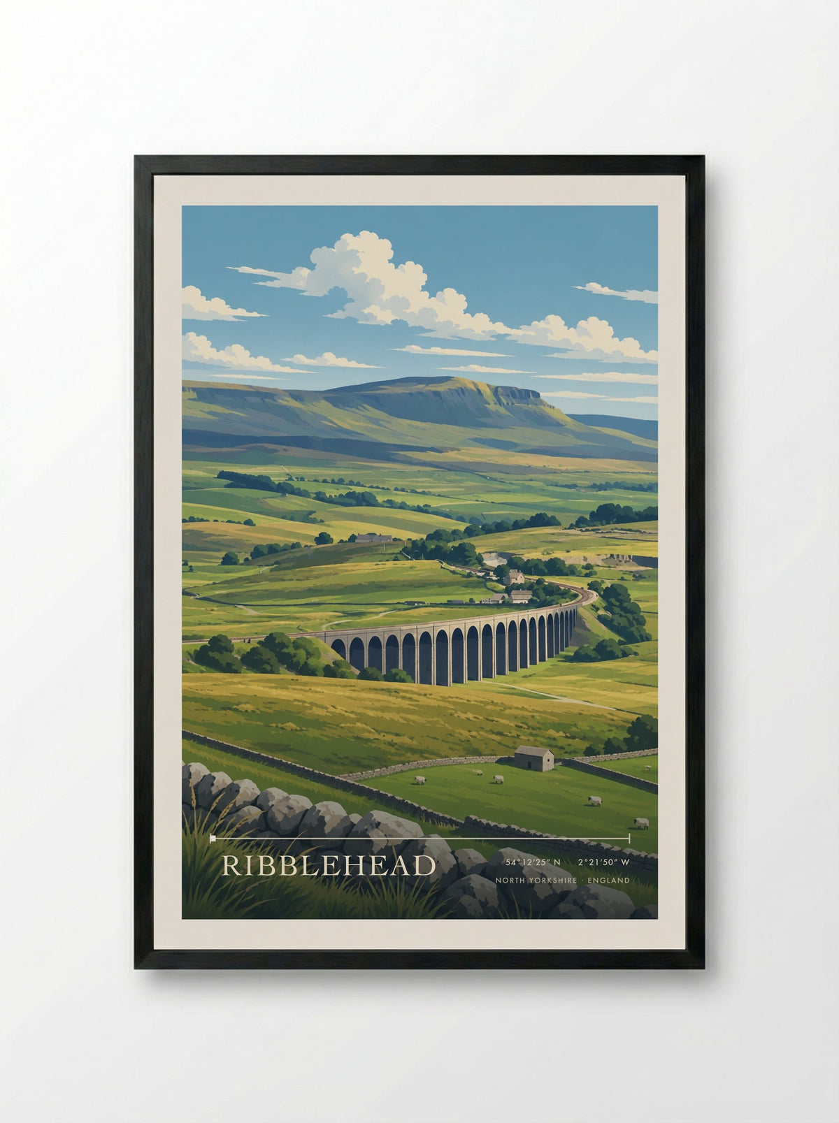Ribblehead, North Yorkshire | Travel Poster - Framed Print Black