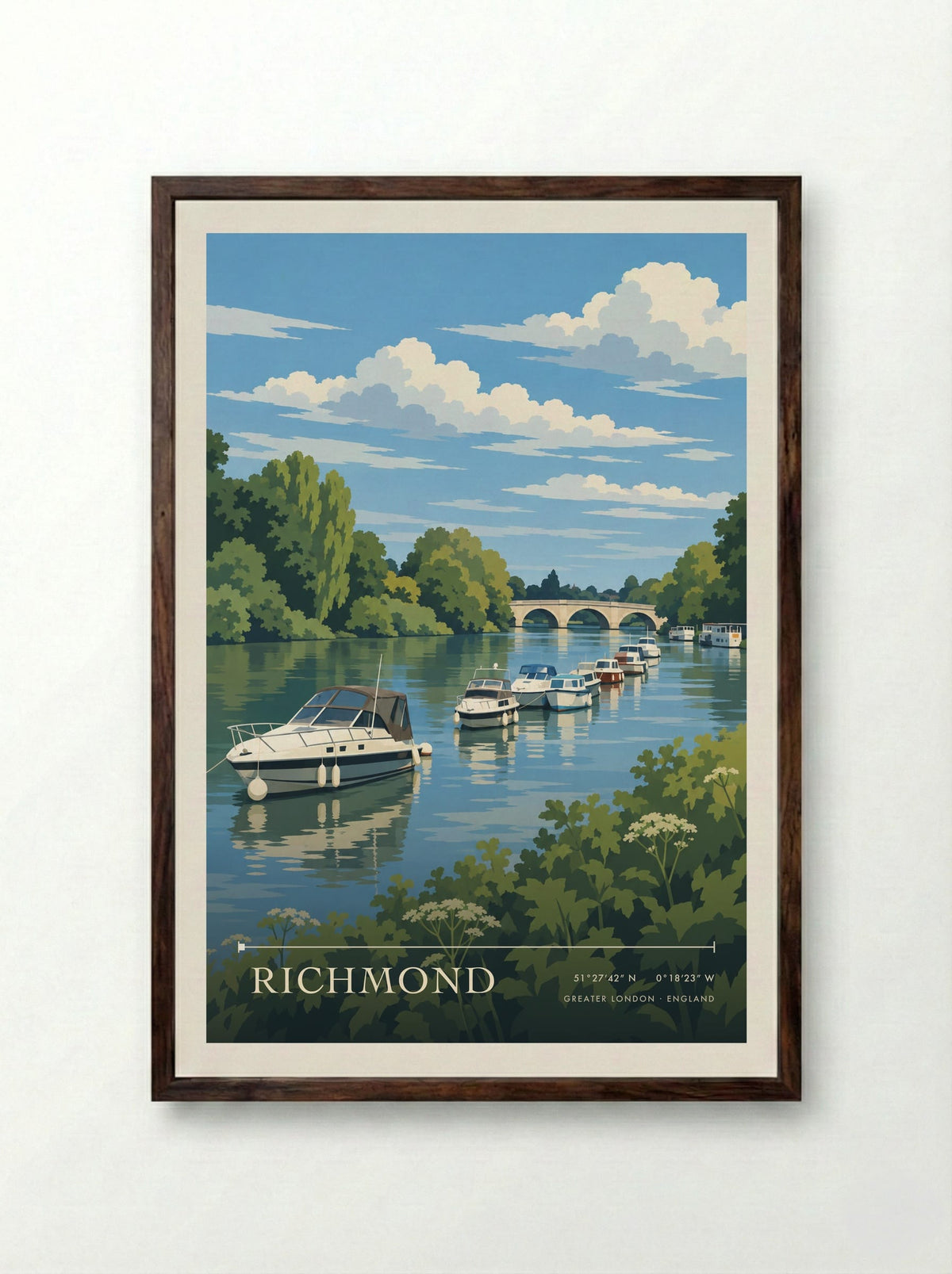 Richmond, Greater London | Travel Poster - Framed Print Dark Wood