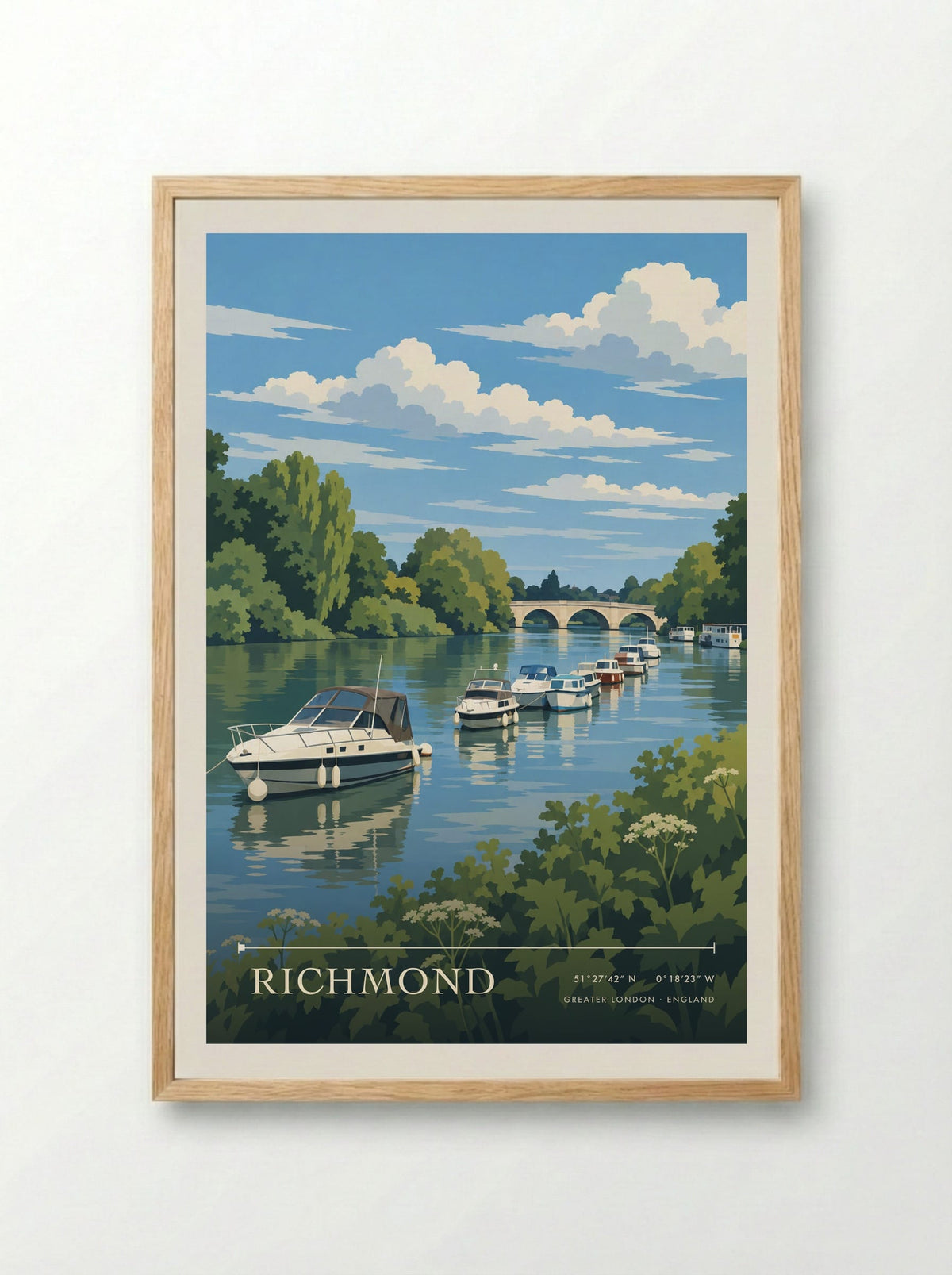 Richmond, Greater London | Travel Poster - Framed Print Wood