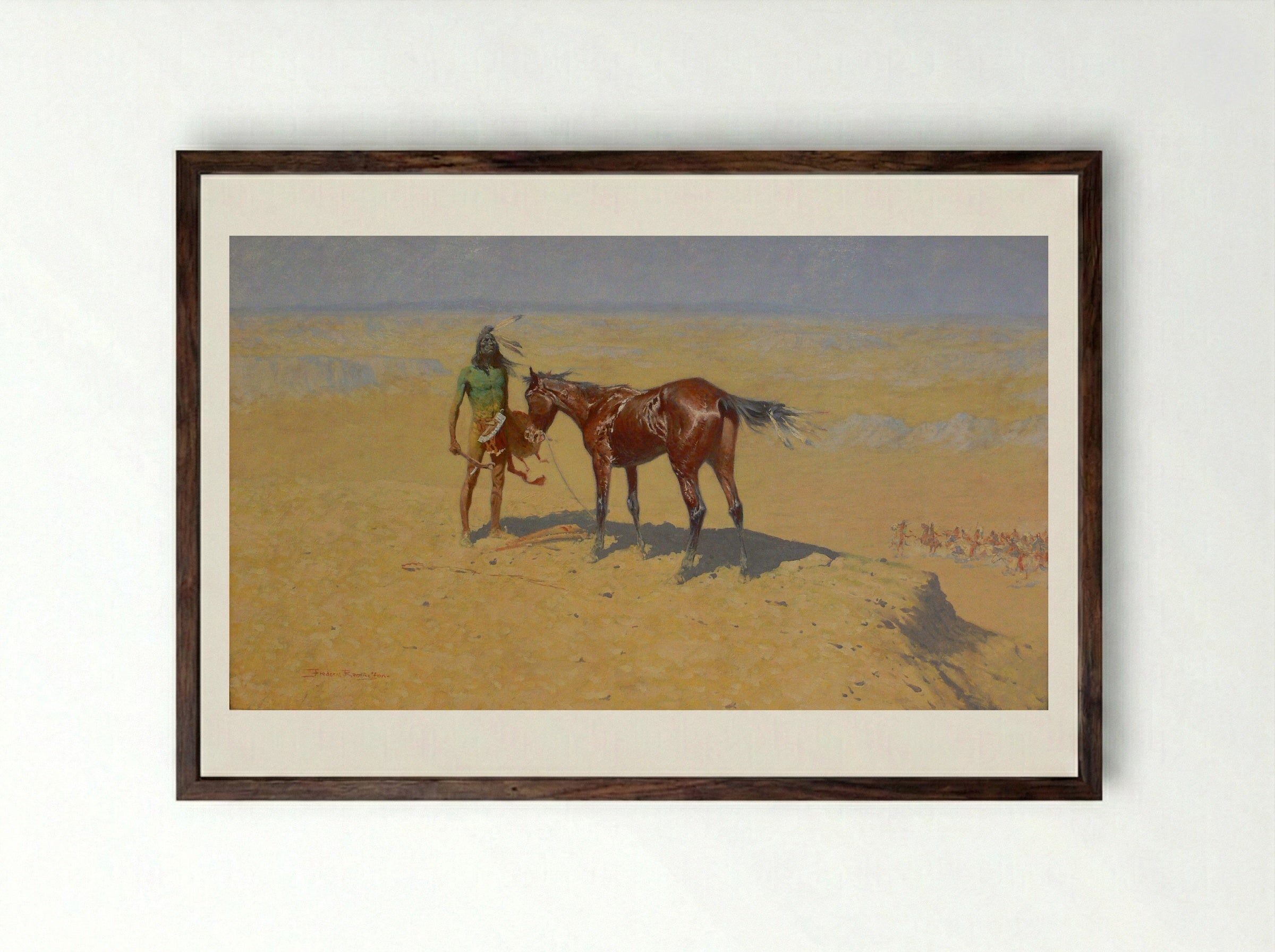 Ridden Down - Frederic Remington - Framed Print Dark Wood