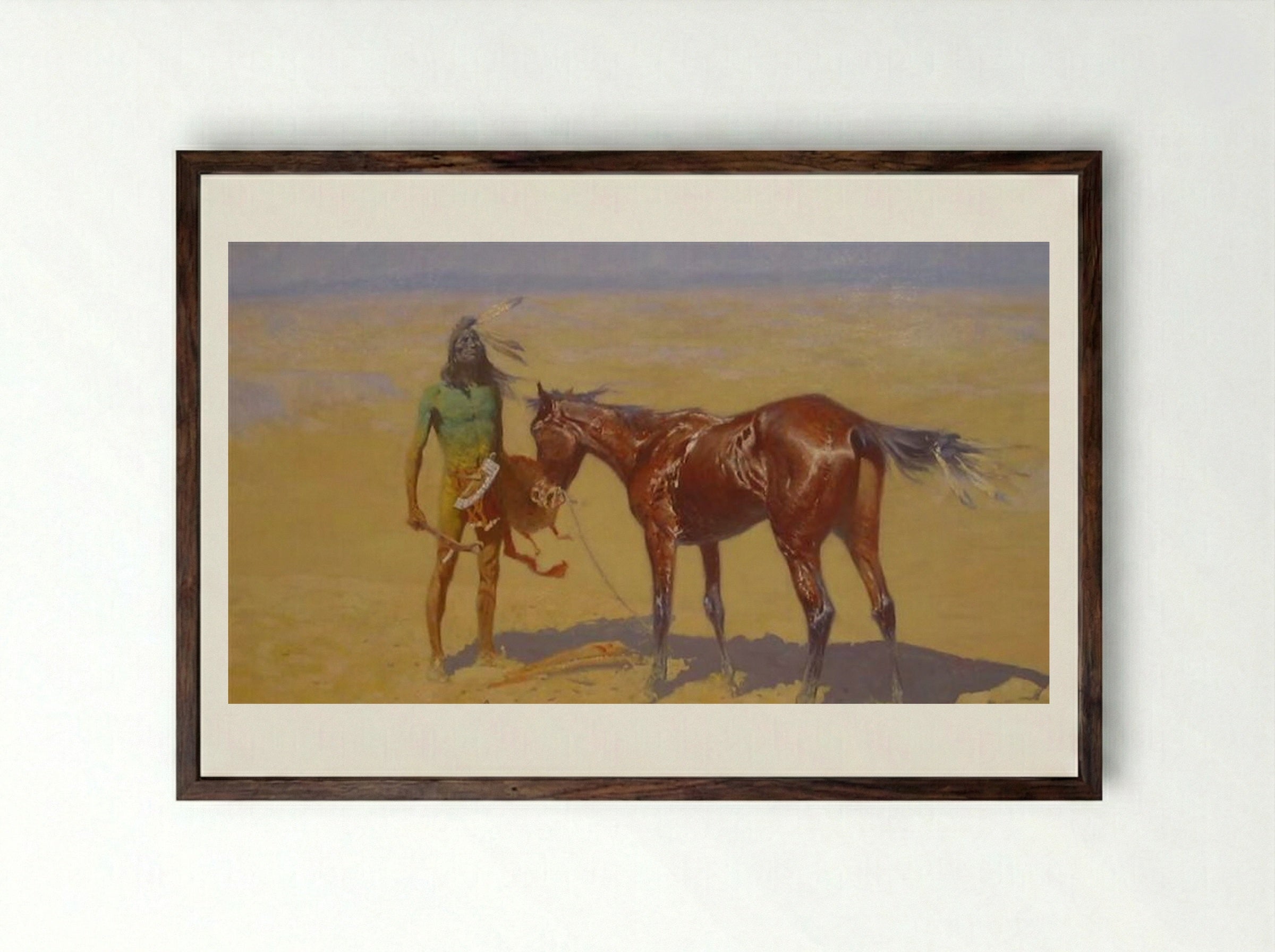 Ridden Down - Frederic Remington - Framed Print Dark Wood