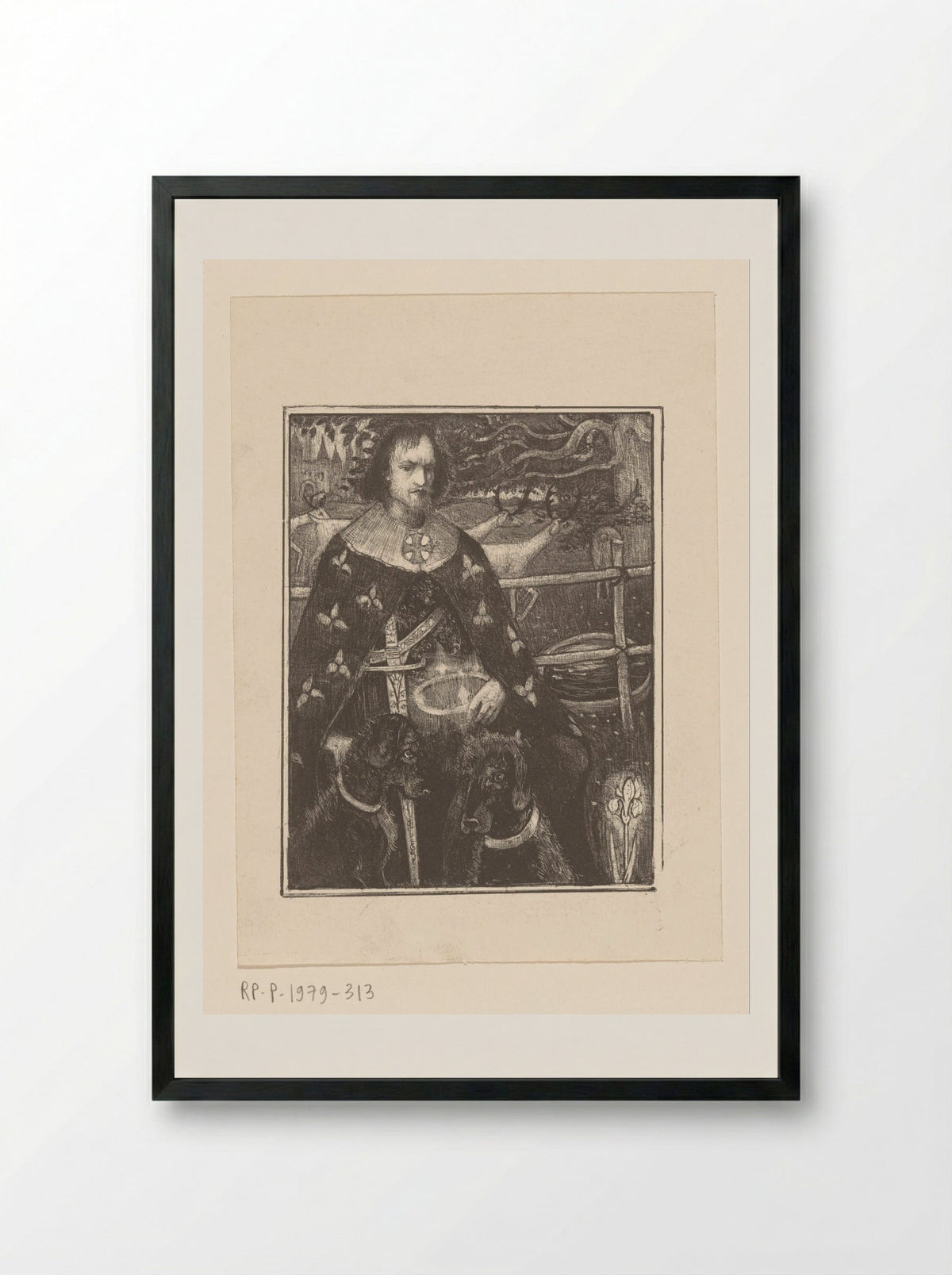 Ridder met twee honden - Richard Nicolaüs Roland Holst - Framed Print Black