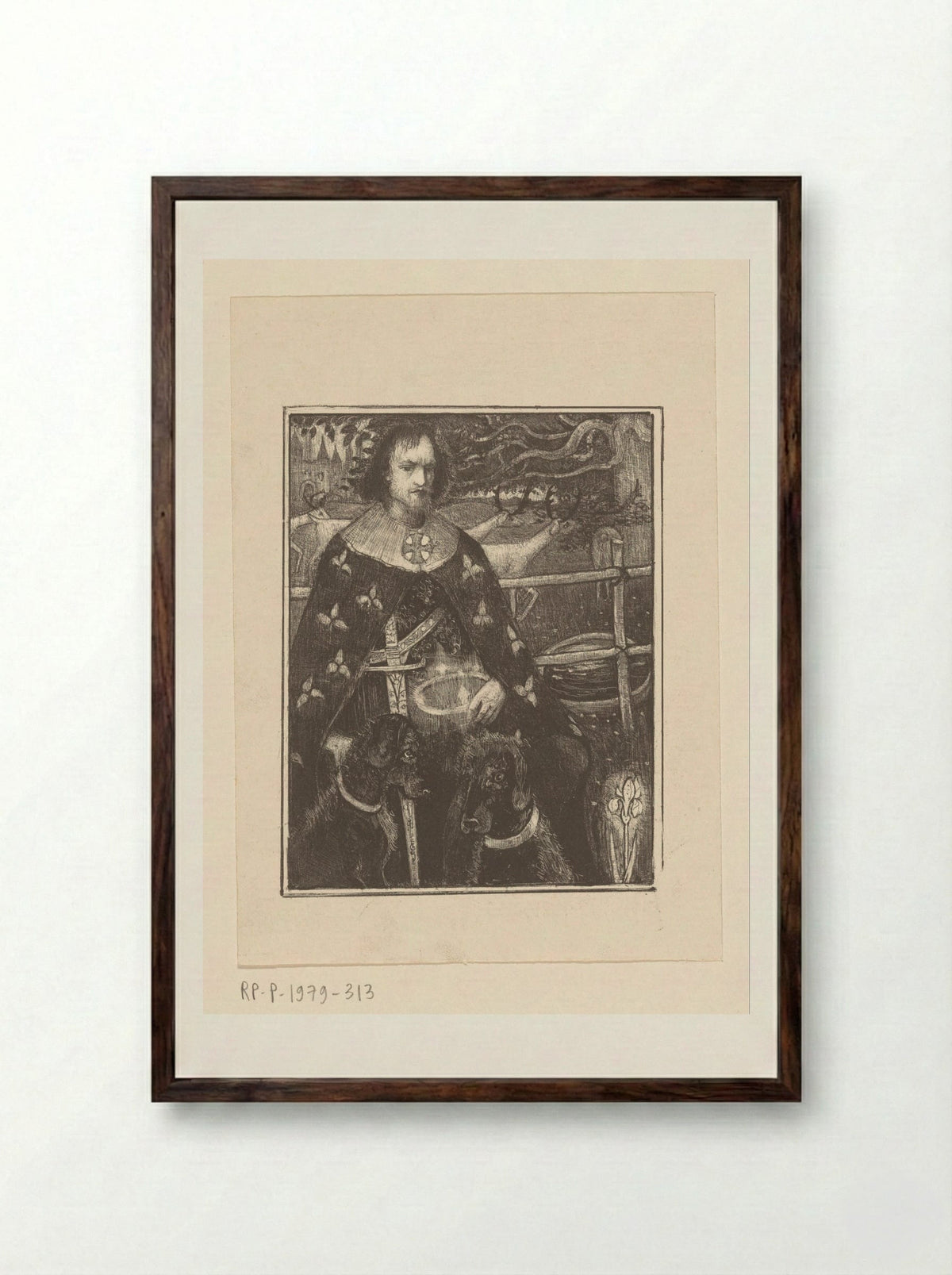 Ridder met twee honden - Richard Nicolaüs Roland Holst - Framed Print Dark Wood