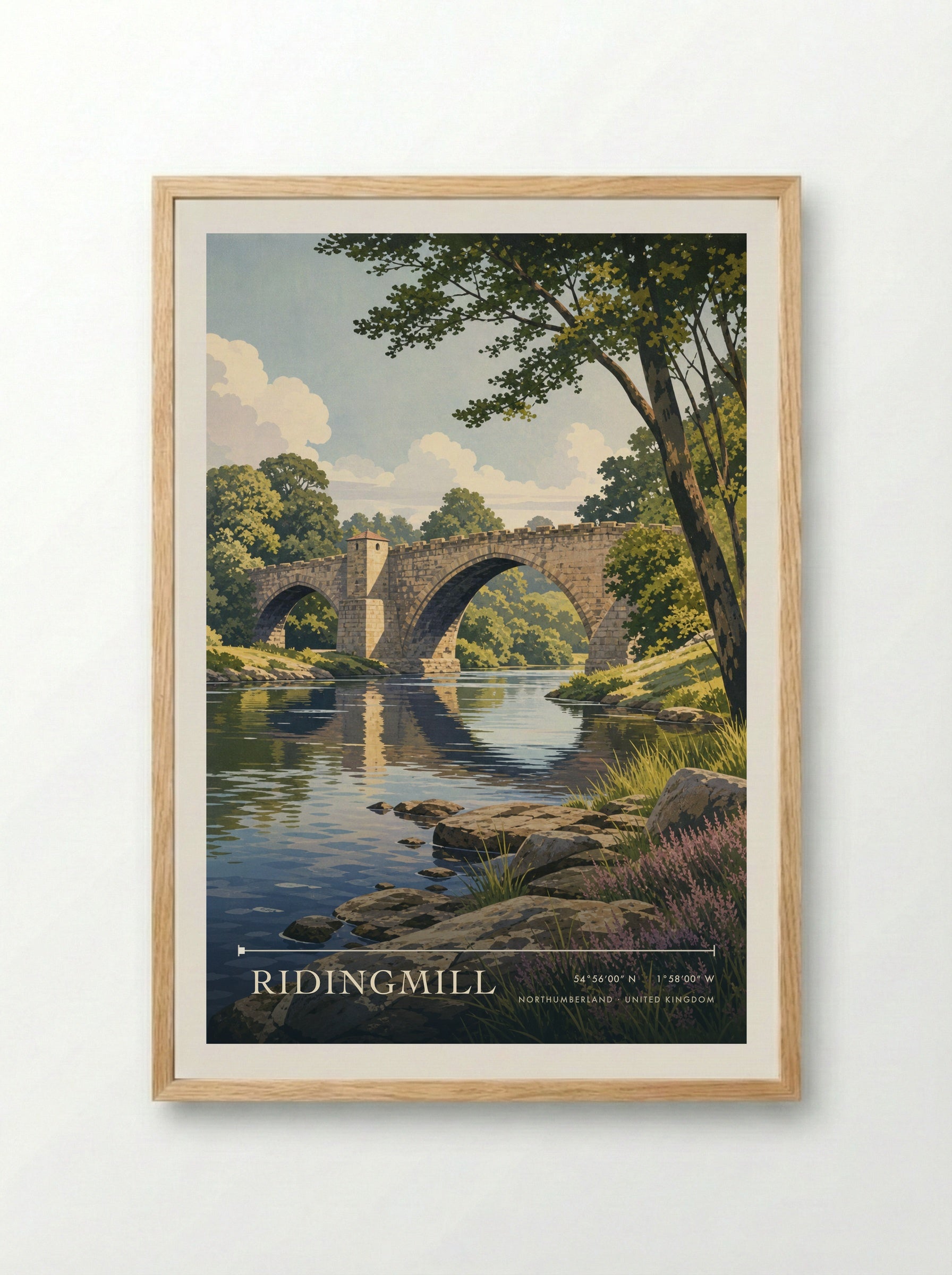 Ridingmill Northumberland United Kingdom Travel Poster - Framed Print Wood