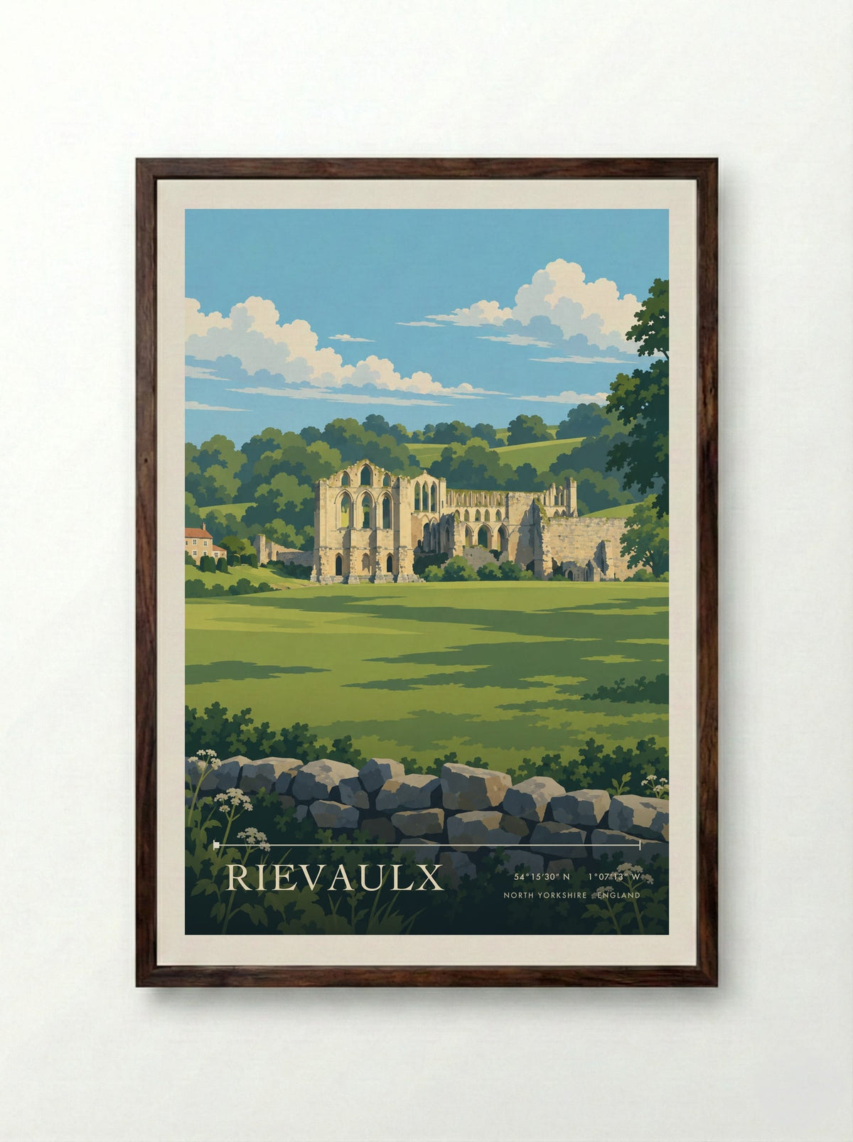 Rievaulx, North Yorkshire | Travel Poster - Framed Print Dark Wood