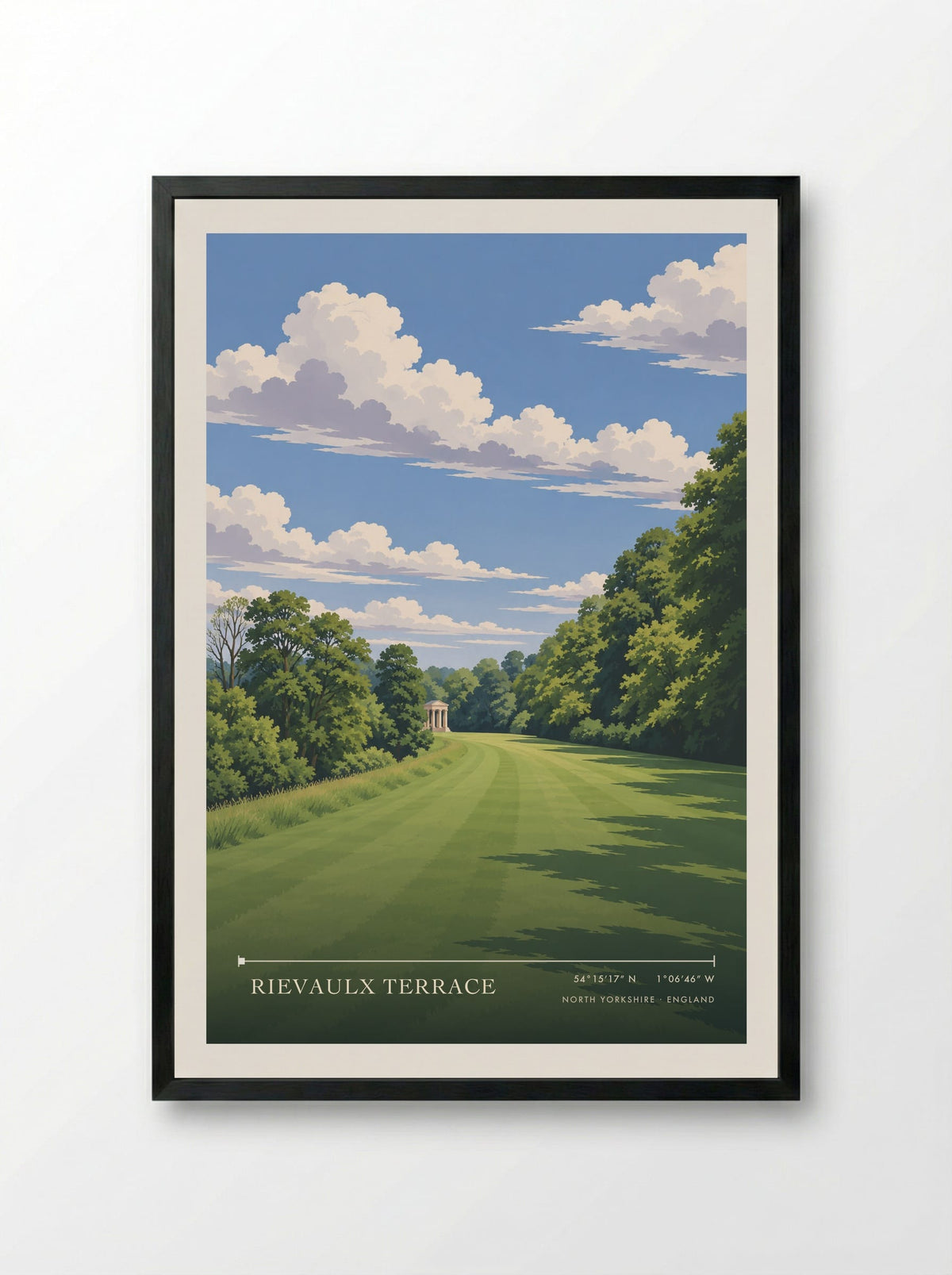Rievaulx Terrace, North Yorkshire | Travel Poster - Framed Print Black
