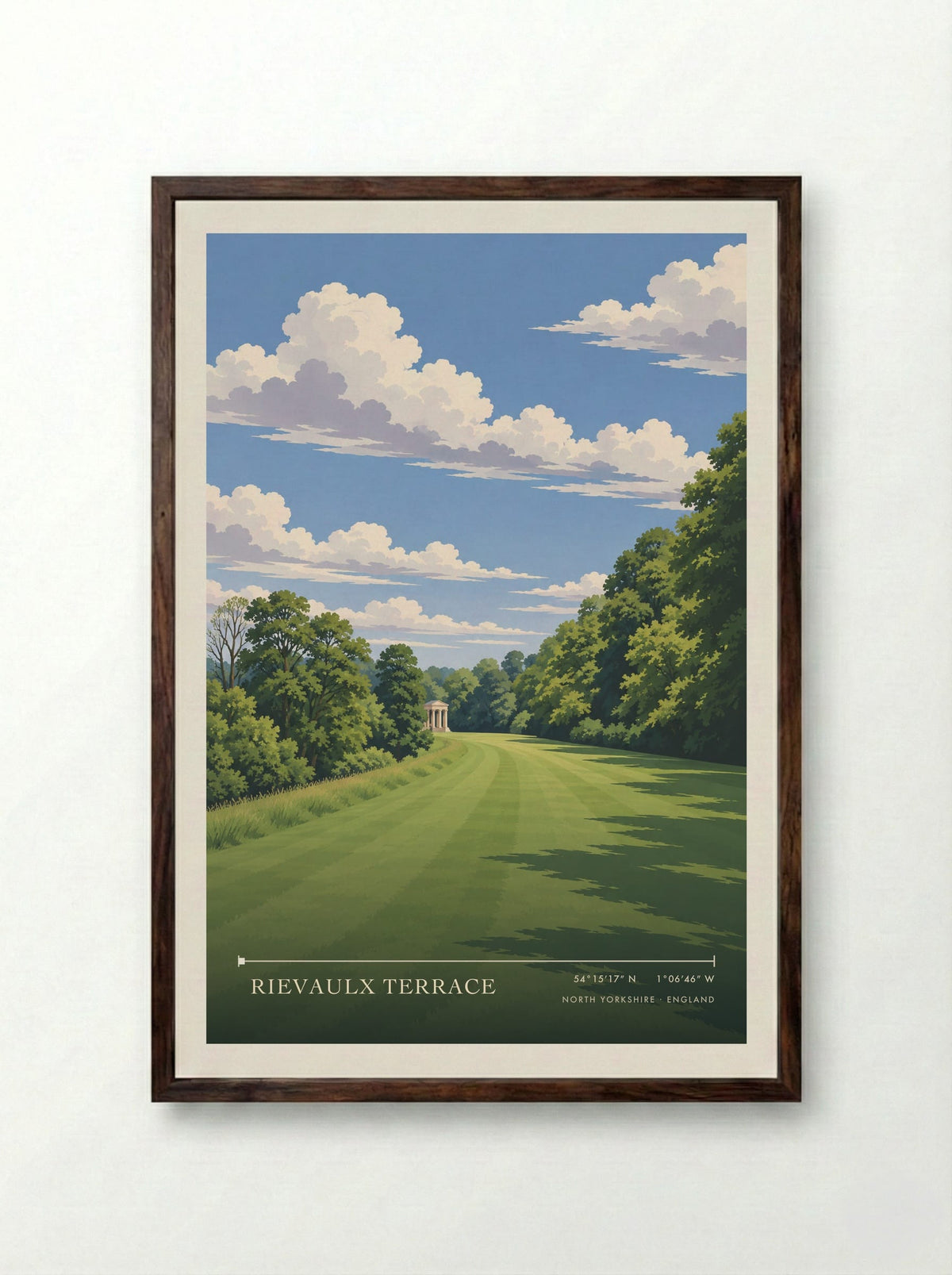 Rievaulx Terrace, North Yorkshire | Travel Poster - Framed Print Dark Wood