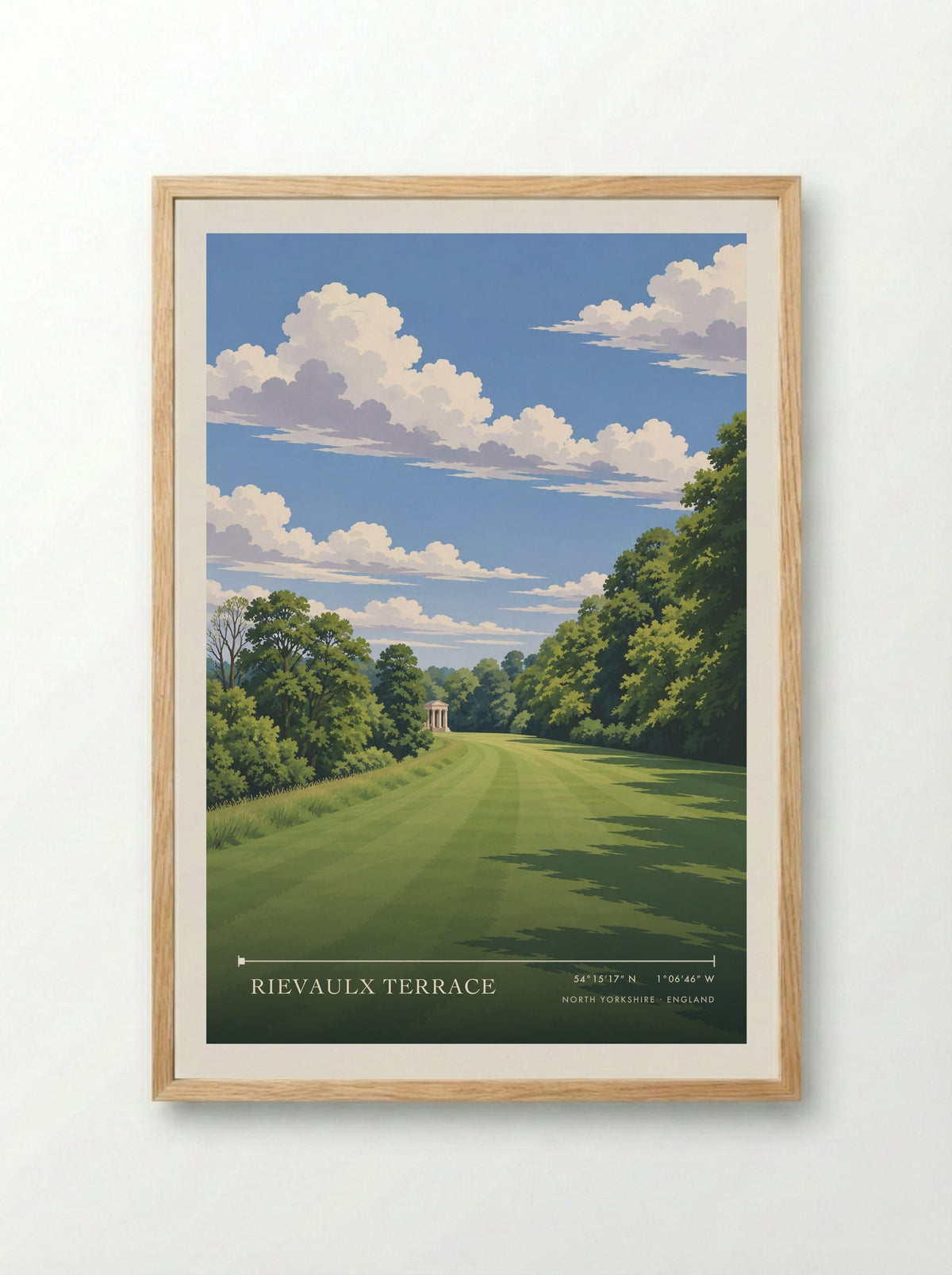 Rievaulx Terrace, North Yorkshire | Travel Poster - Framed Print Wood