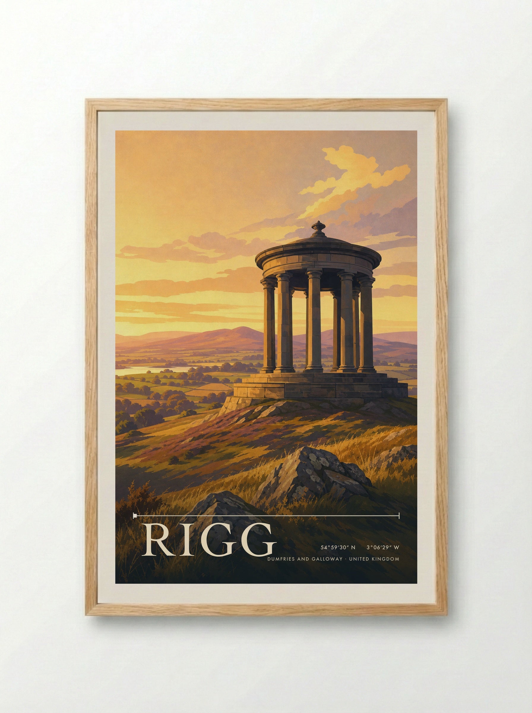 Rigg Dumfries and Galloway United Kingdom Travel Poster - Framed Print Wood