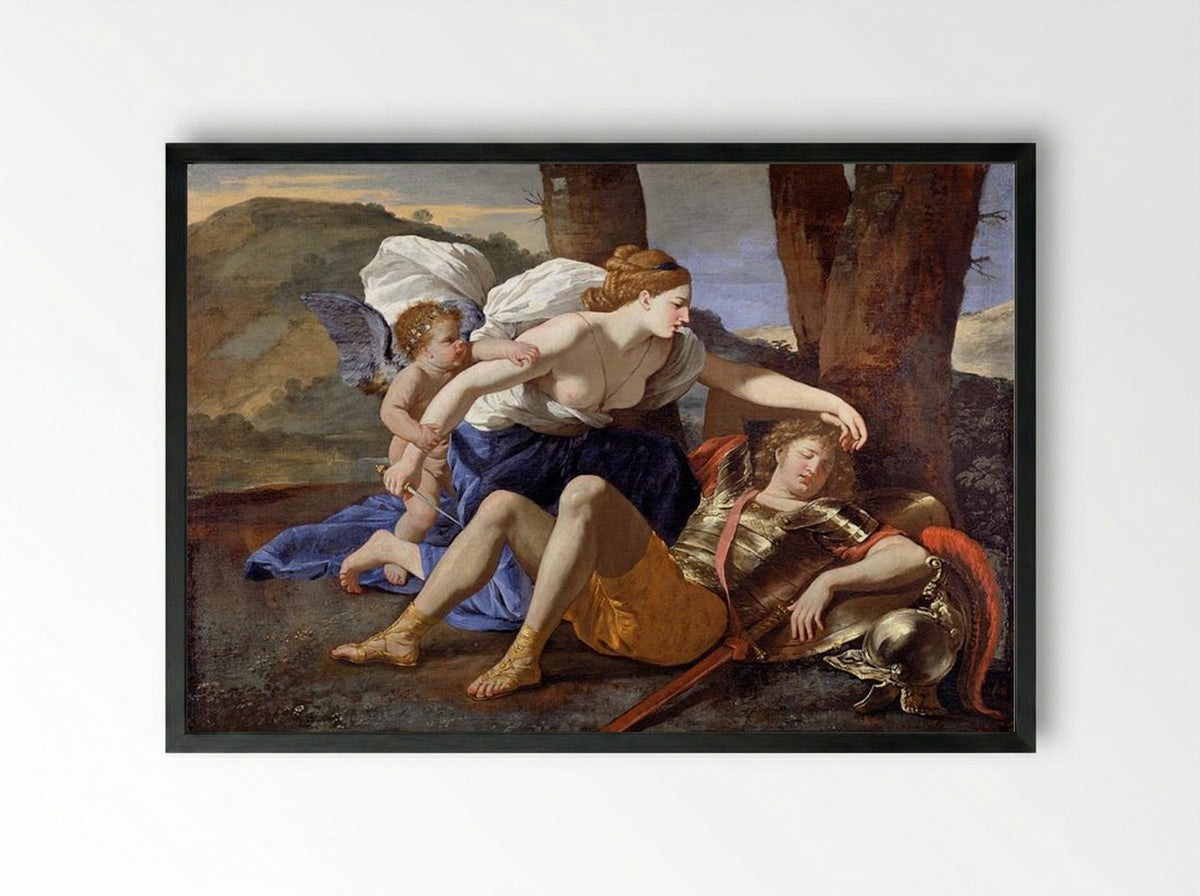 Rinaldo and Armida - Nicolas Poussin - Framed Print Black