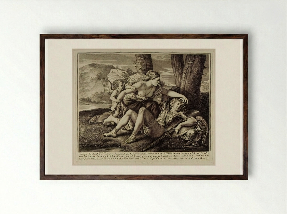 Rinaldo and Armida - Gérard Audran - Framed Print Dark Wood