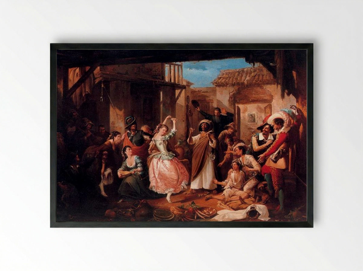 Rinconete y Cortadillo - Manuel Rodriguez de Guzman - Framed Print Black