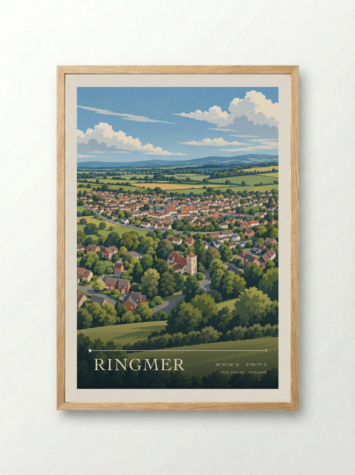 Ringmer, East Sussex | Travel Poster - Framed Print Wood