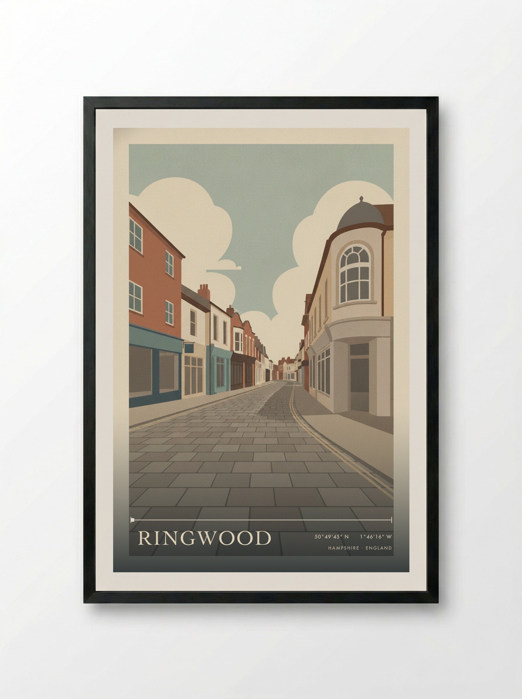 Ringwood Hampshire England Travel Poster - Framed Print Black
