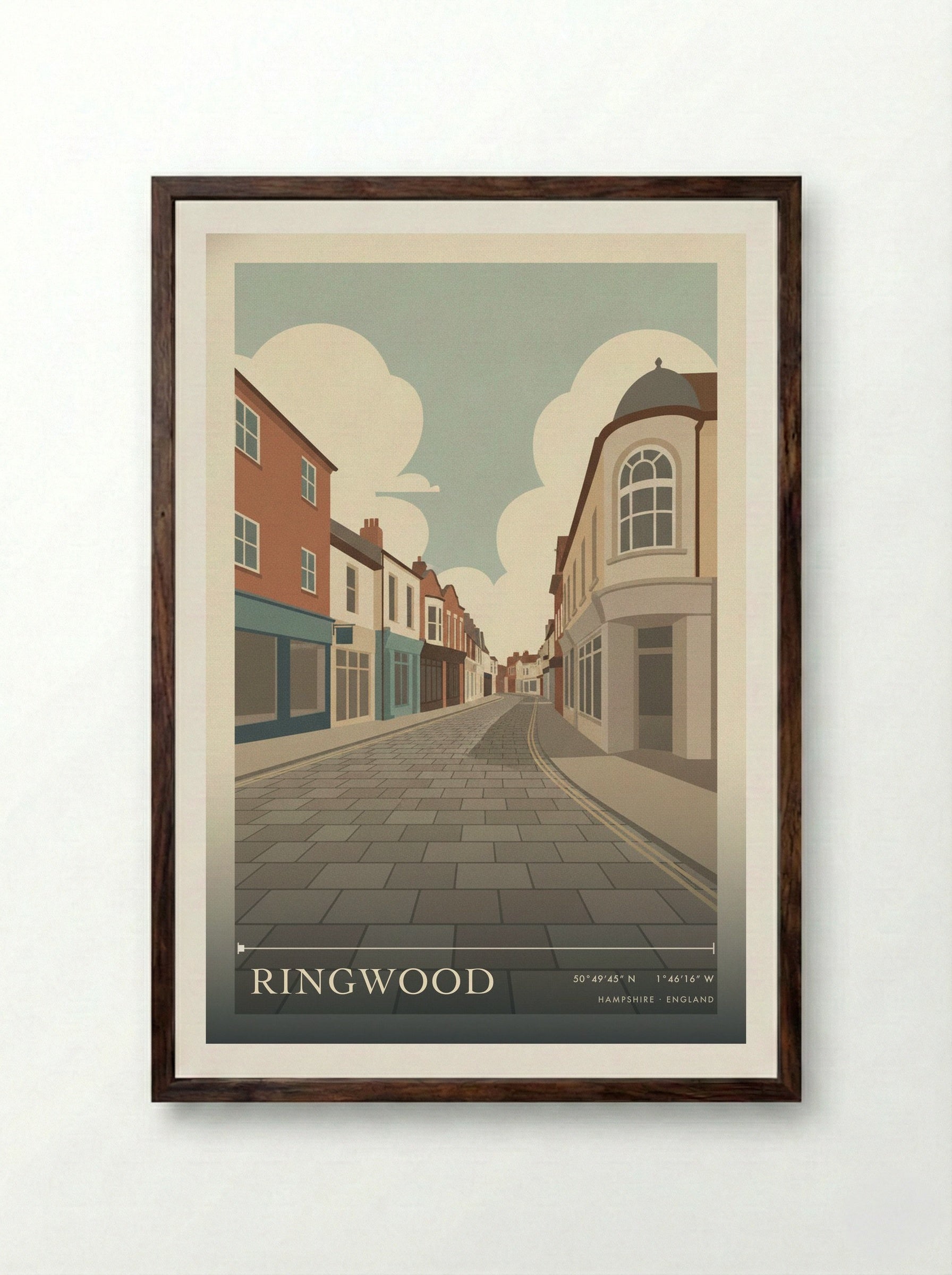 Ringwood Hampshire England Travel Poster - Framed Print Dark Wood