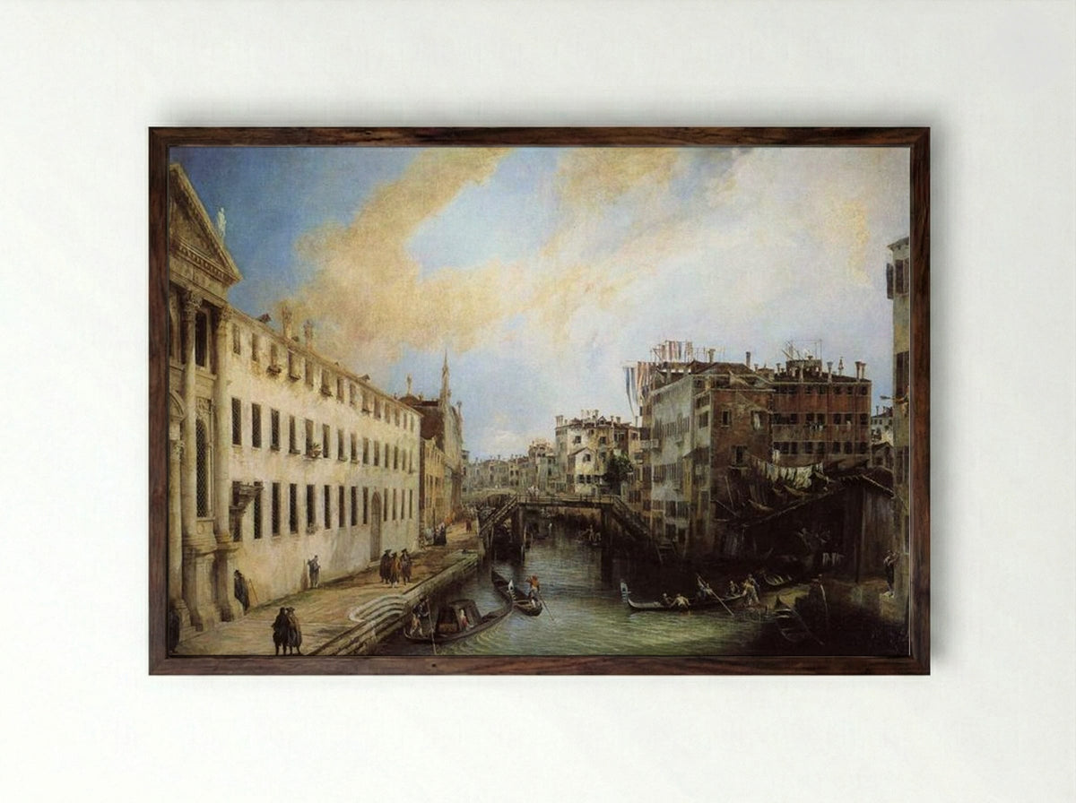 Rio dei Mendicanti - Canaletto - Framed Print Dark Wood