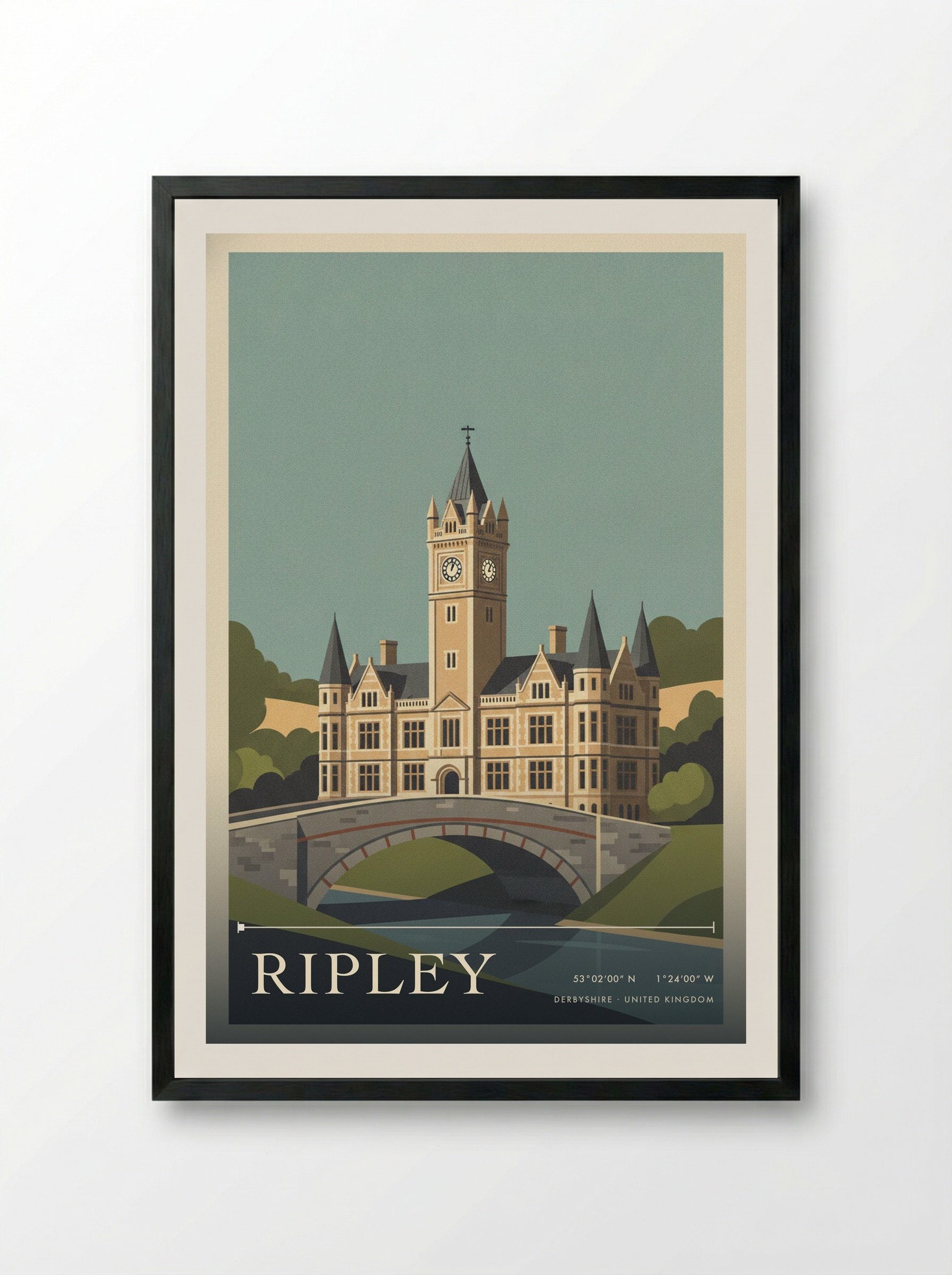 Ripley Derbyshire United Kingdom Travel Poster - Framed Print Black