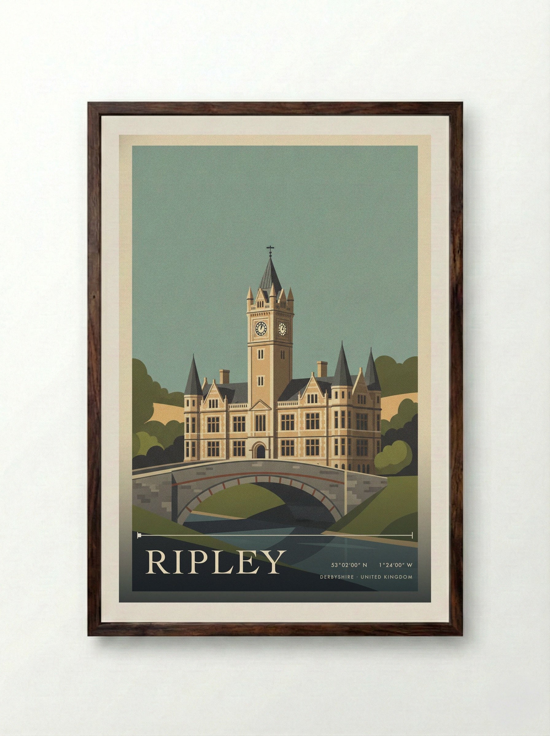 Ripley Derbyshire United Kingdom Travel Poster - Framed Print Dark Wood