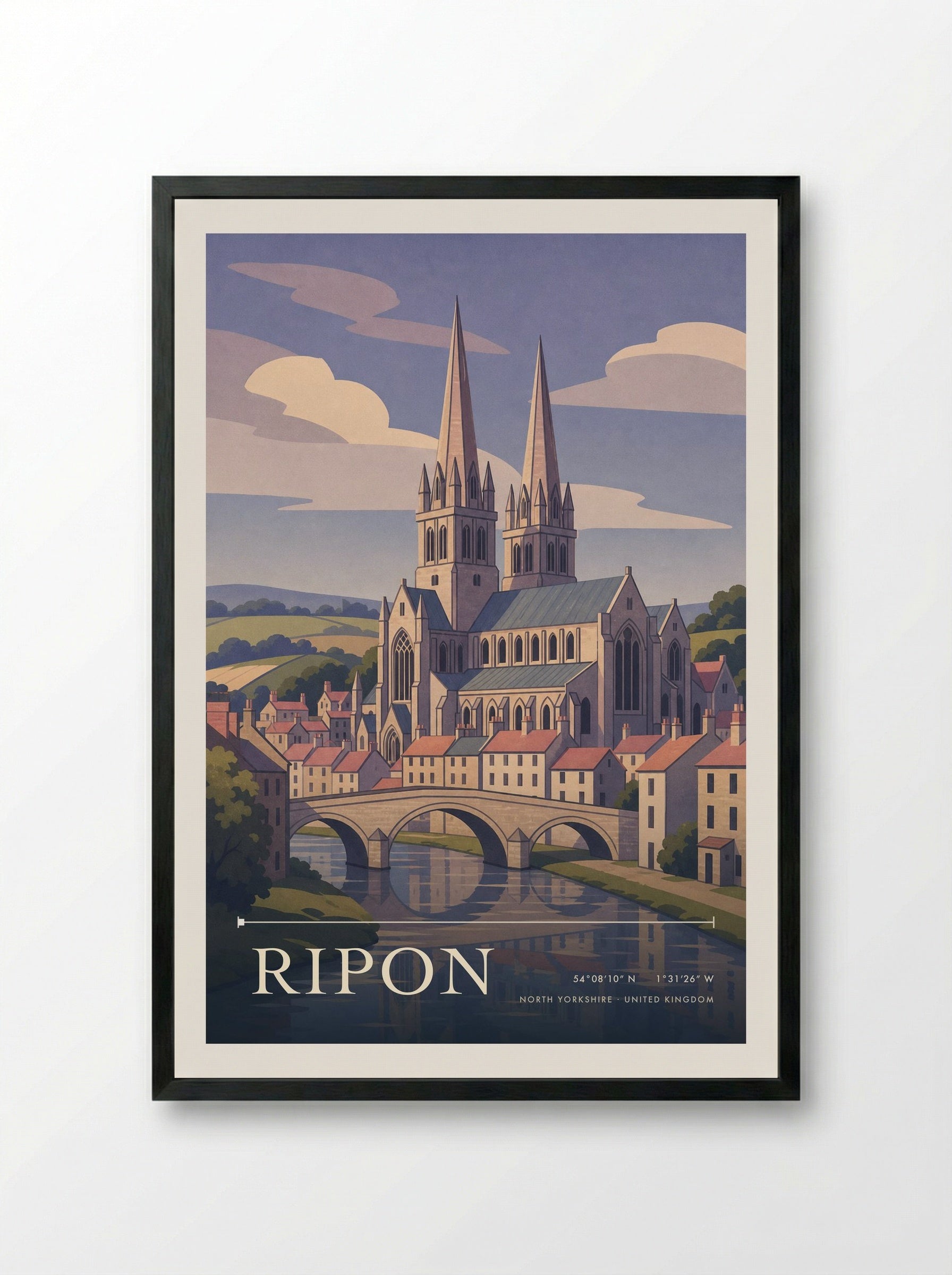 Ripon North Yorkshire United Kingdom Travel Poster - Framed Print Black