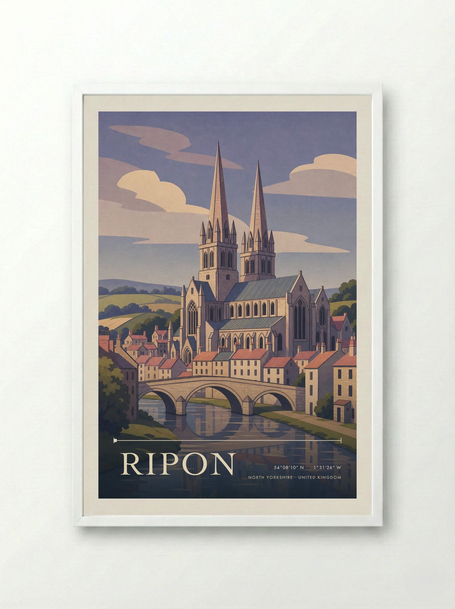 Ripon North Yorkshire United Kingdom Travel Poster - Framed Print White