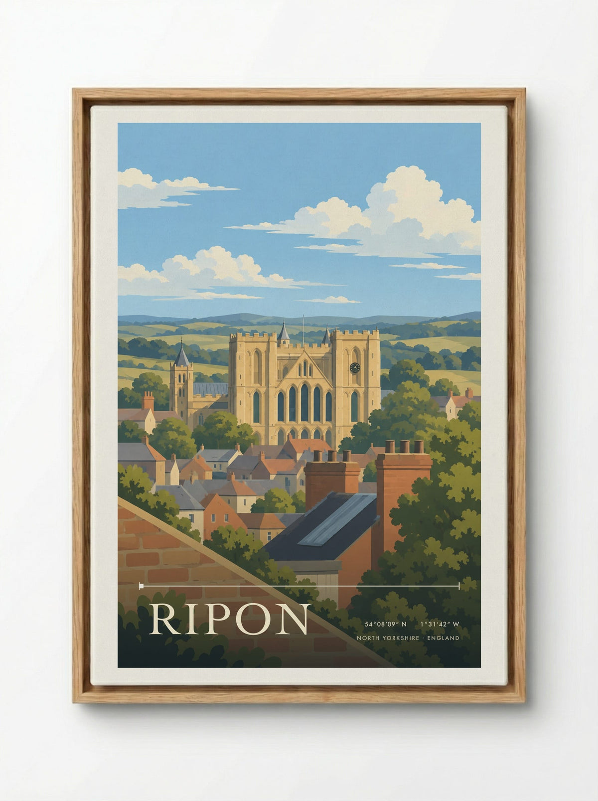 Ripon, North Yorkshire | Travel Poster - Framed Canvas Wood
