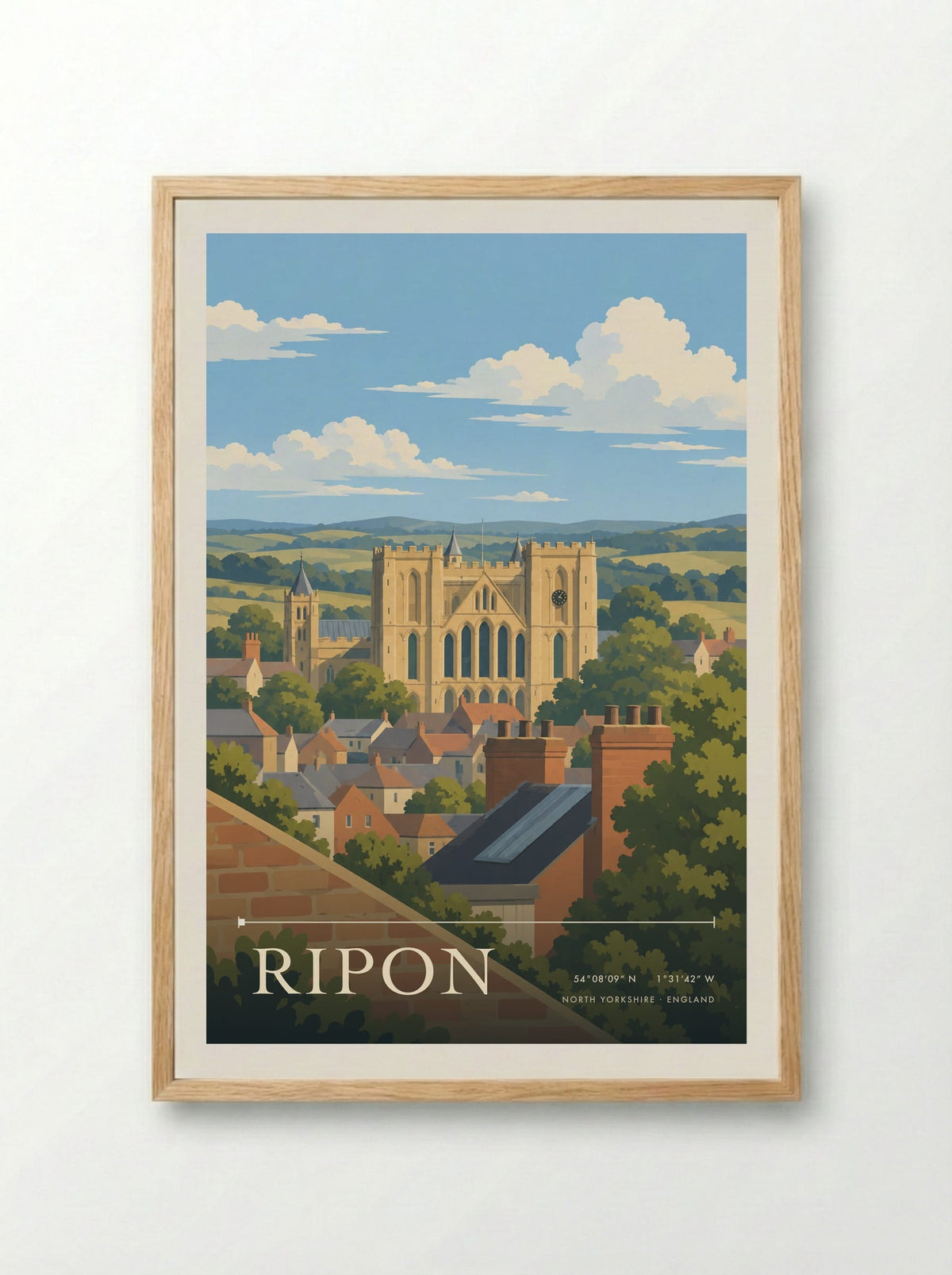 Ripon, North Yorkshire | Travel Poster - Framed Print Wood