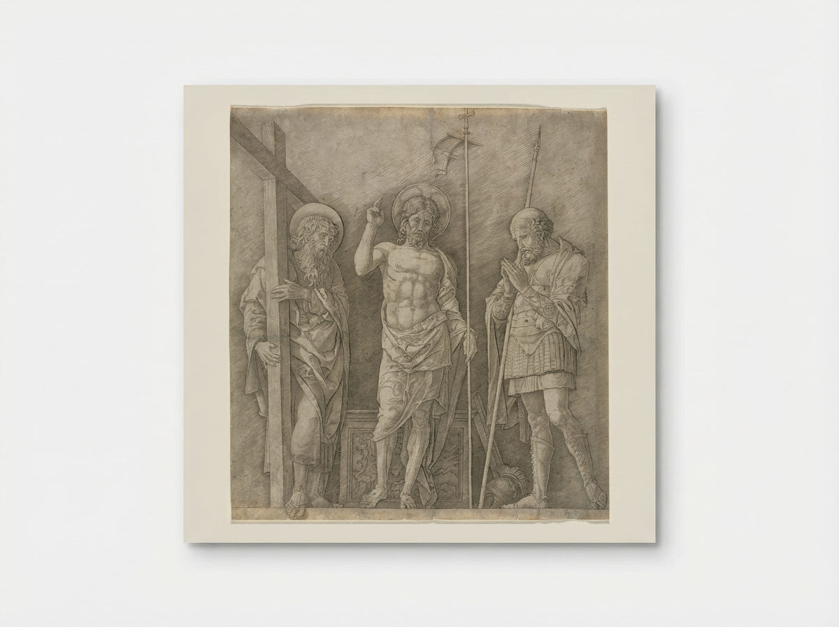 Risen Christ between Saint Andrew and Saint Longinus - Andrea Mantegna - Poster